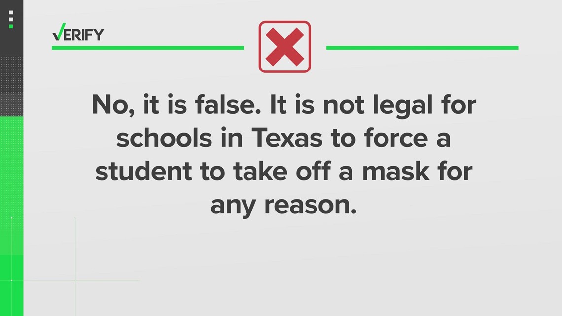 VERIFY: Are Texas schools allowed to force a student to take off their mask? - Vimarsana News