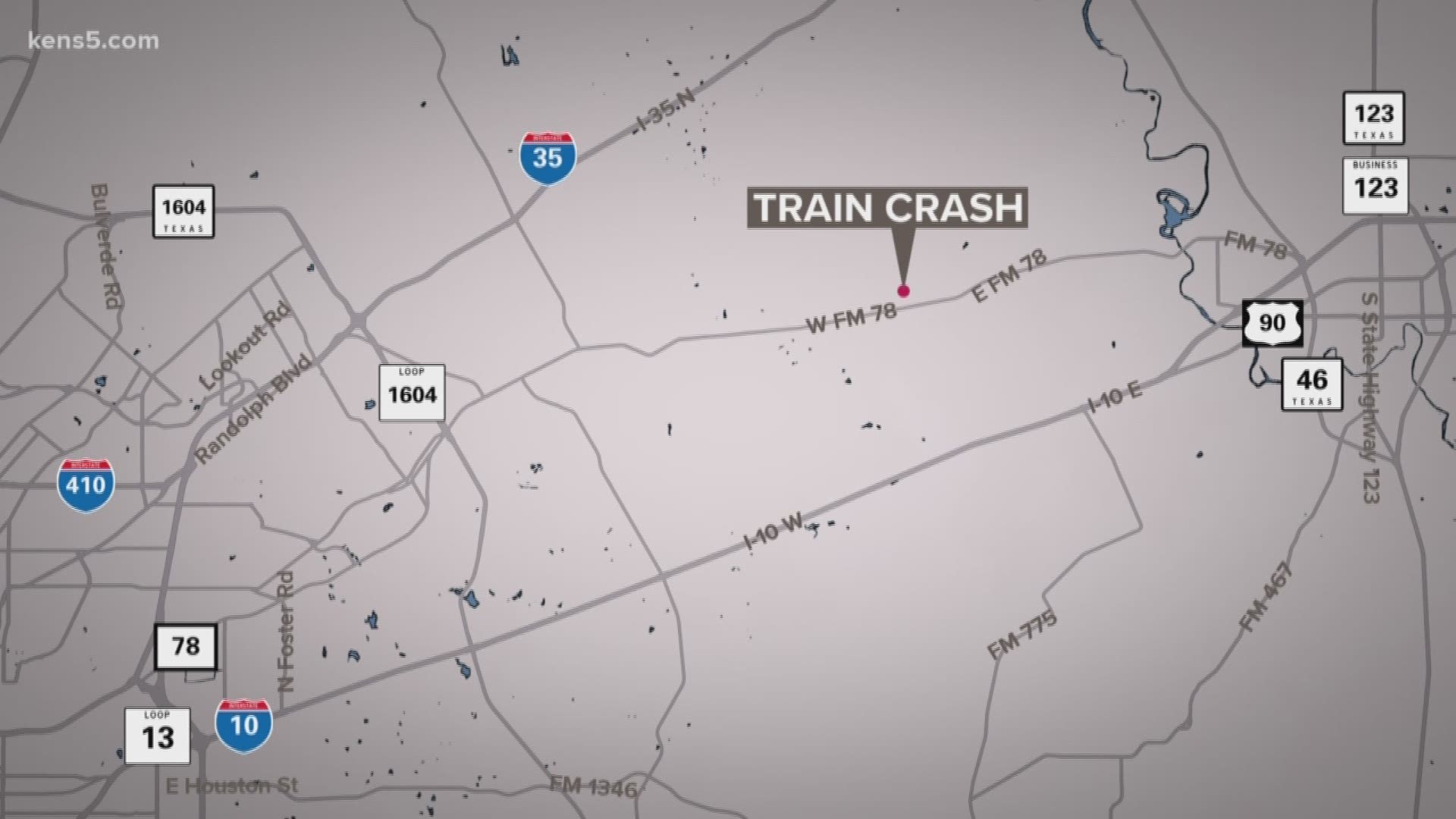 One person was killed in a train crash on FM 78 just east of Marion in Guadalupe County