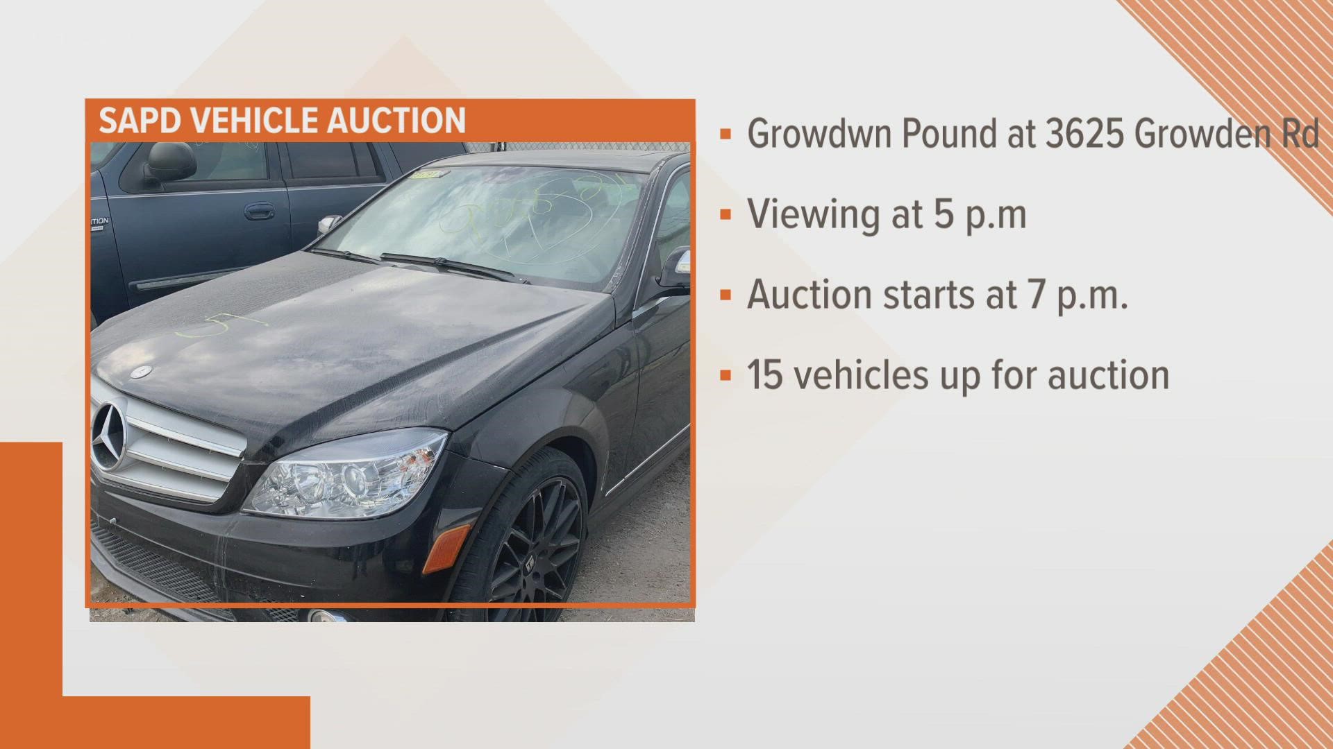 Some of the vehicles up for auction include a Ford Expedition, a Chevy Tahoe, a Dodge Charger, a Nissan Maxima and a Mercedes.