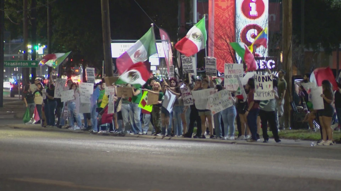 Protest on south side of ongoing ICE raids across the country | kens5.com