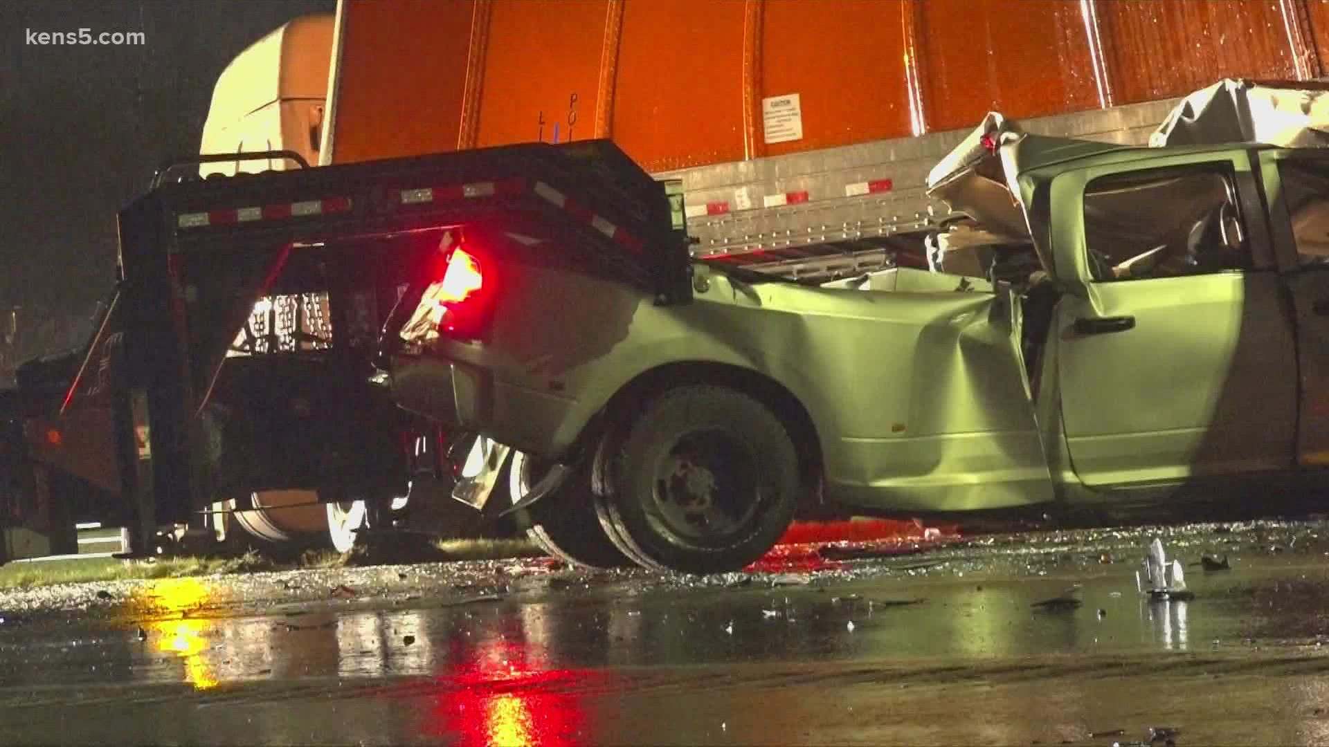 The front of the truck was lodged underneath the big rig. Amazingly both drivers only had minor injuries.