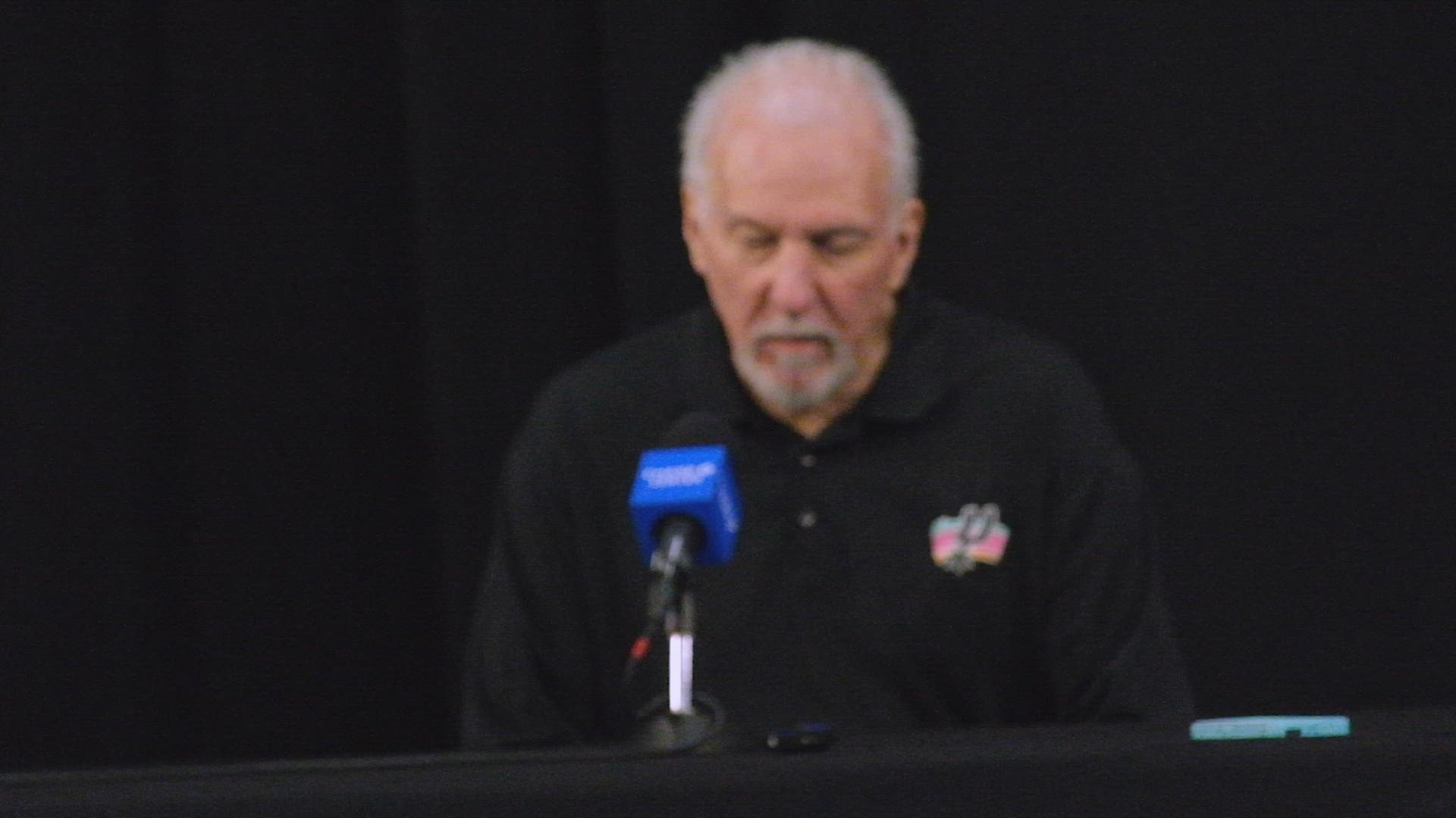Popovich lauded his team's fight, and gave props to Keldon Johnson and Josh Richardson for the big plays they made.
