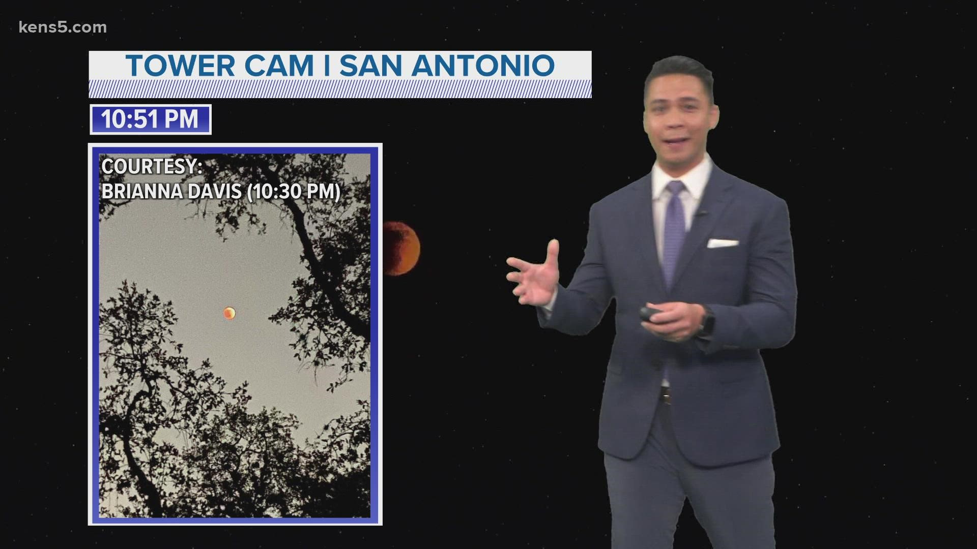 The moon turned dark red Sunday night, and viewers sent in pictures from across San Antonio.