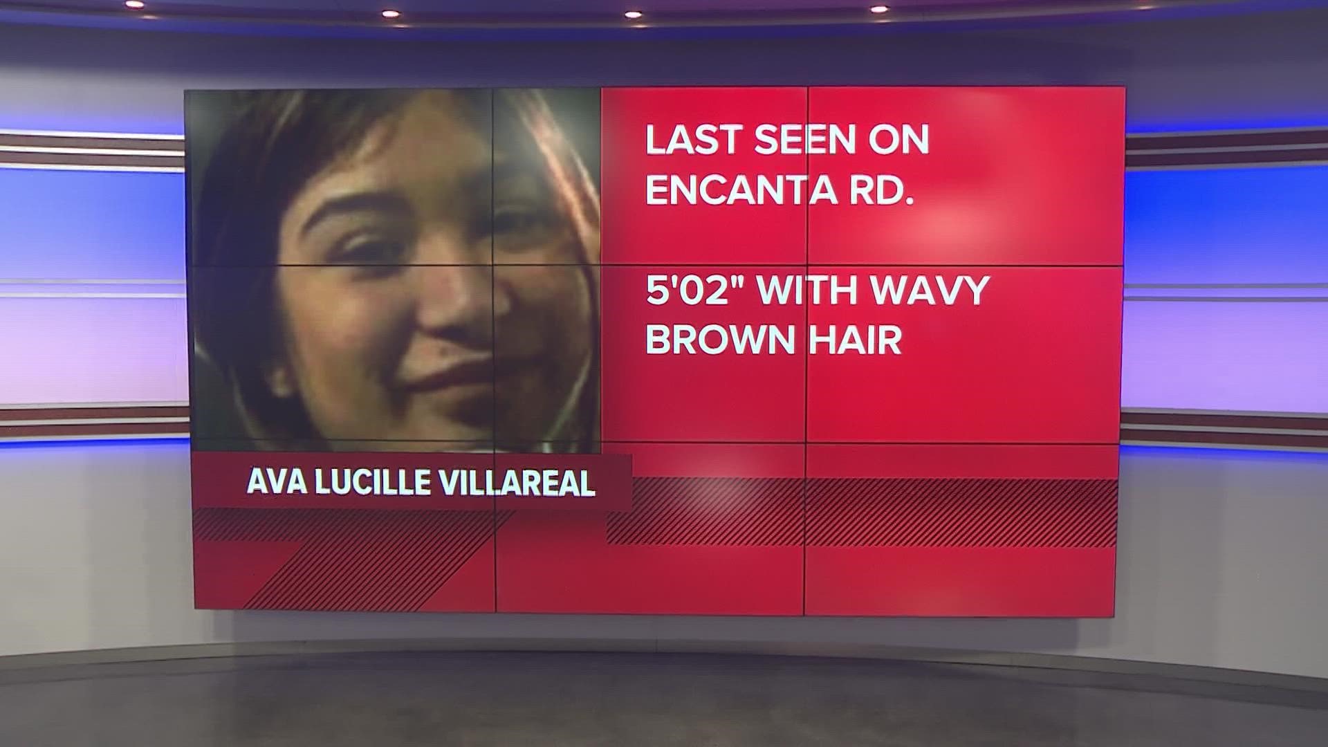 Ava Lucille Villareal was last seen in the 5000 block of Encanta Rd near Wurzbach Parkway on the northeast side of town.