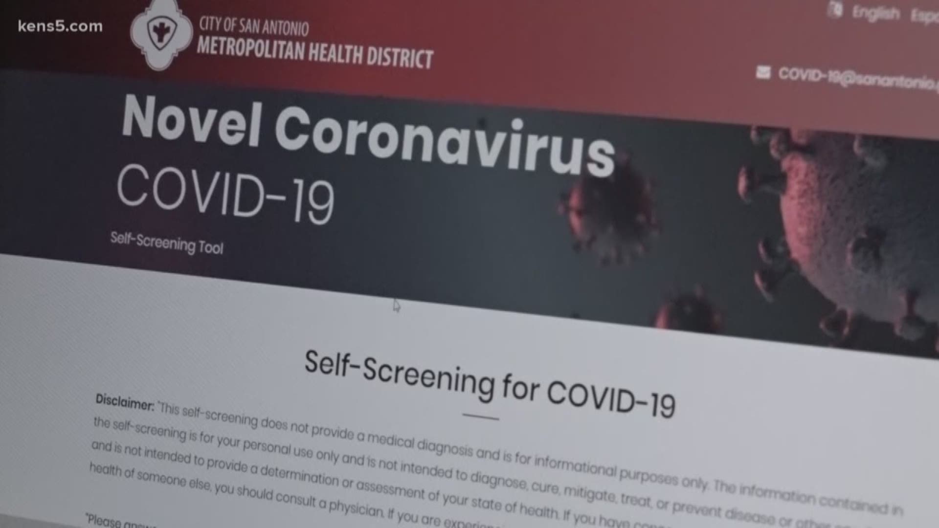 The City of San Antonio has set up a free screening questionnaire online that will let a person know if need to be tested or not.