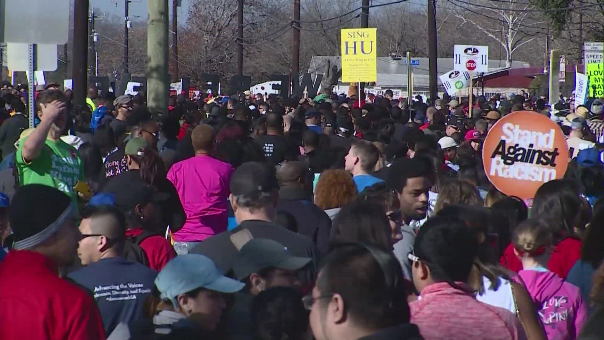 WATCH: Thousands of people are marching on the east side in honor of Dr. Martin Luther King, Jr. despite the cold temperatures today. 