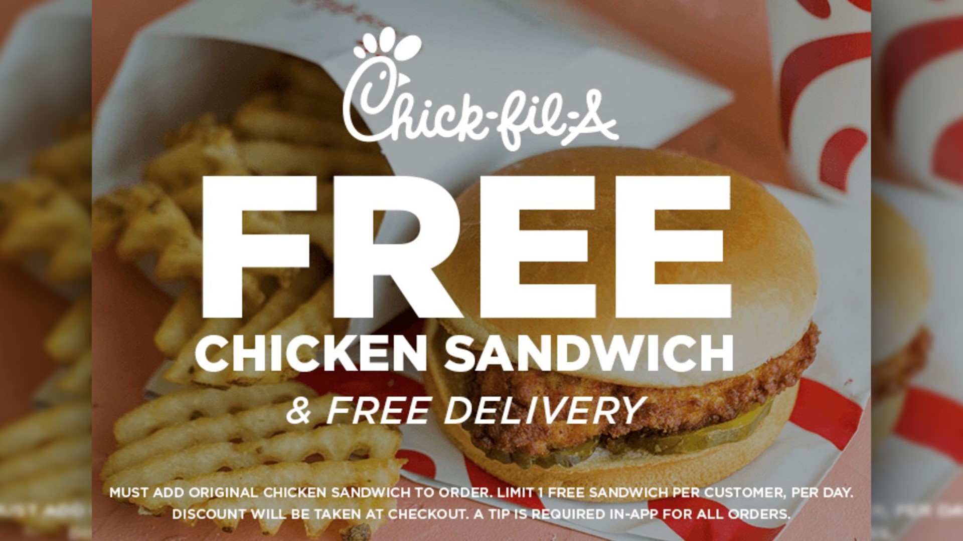 Get a free ChickfilA sandwich delivered using Favor app