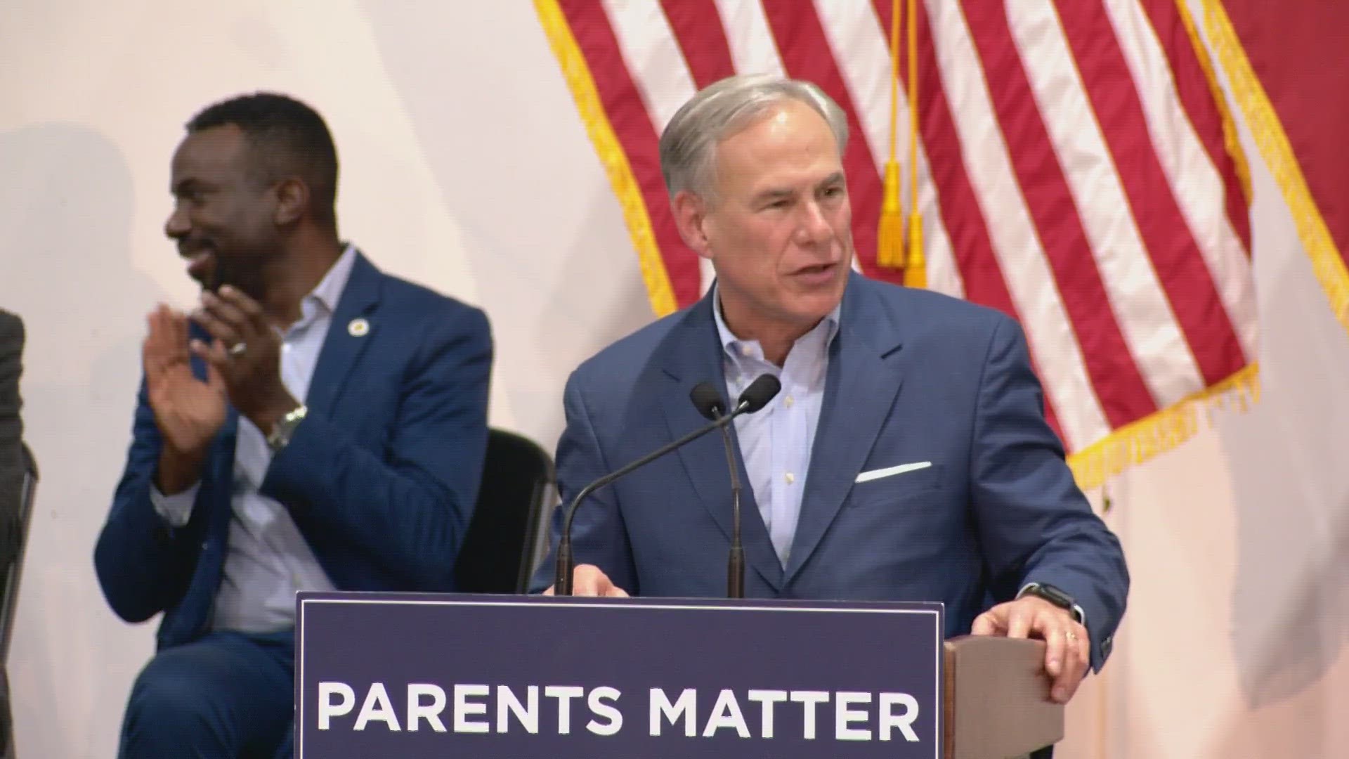 The governor continued promoting his school vouchers initiative, which is facing opposition in the Texas Legislature.