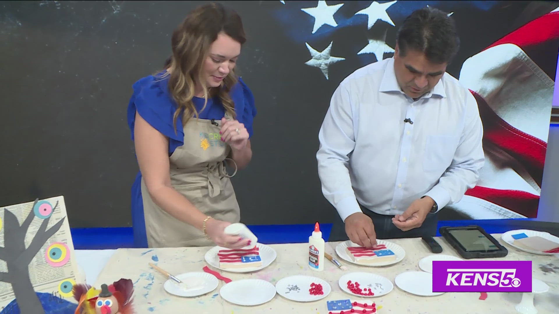 Shannon Schumacher with Kidcreate Studio shows Paul how to make a fun patriotic craft. 