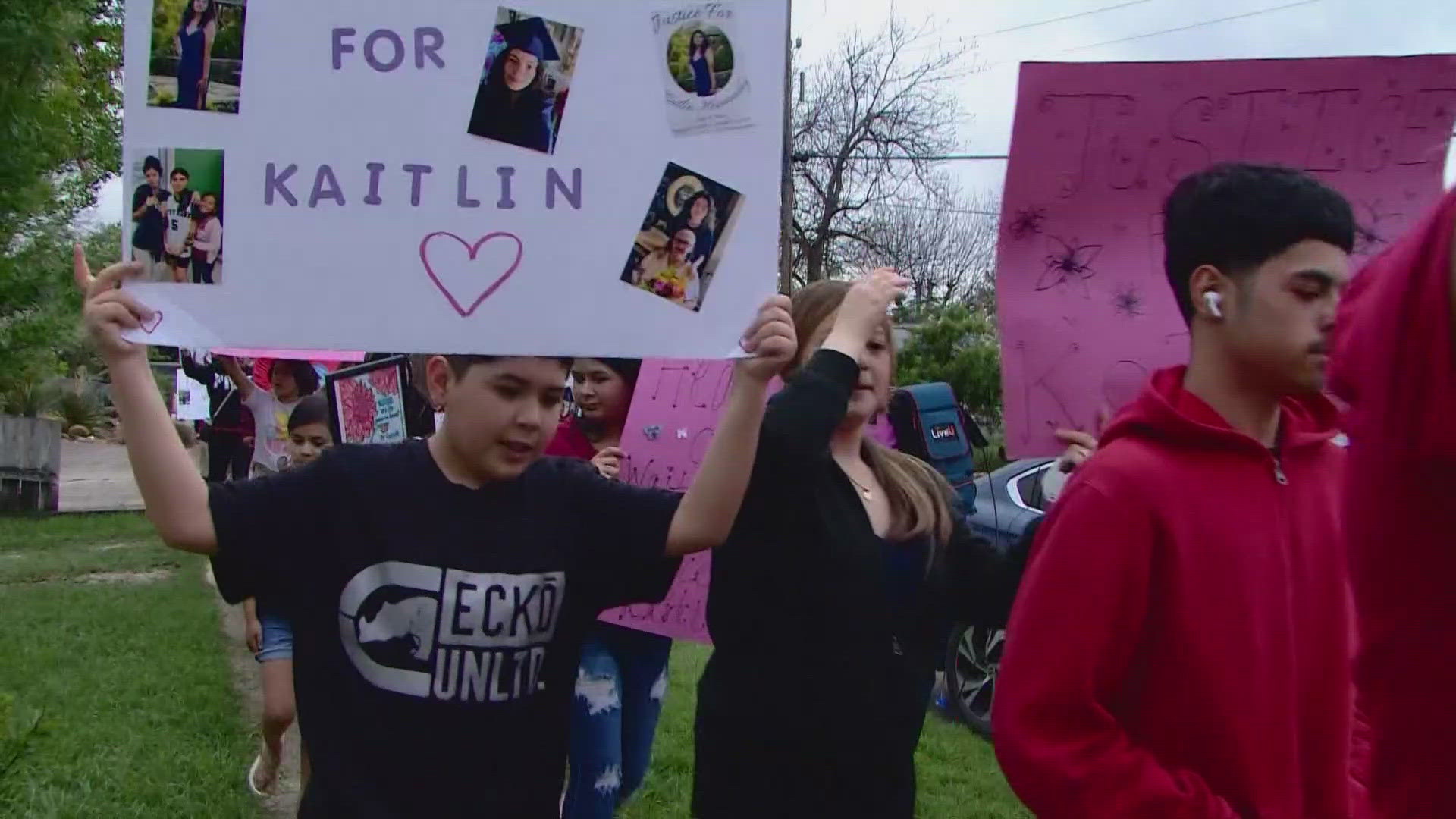 The San Antonio community gathered Sunday night for a march in honor of 17-year-old Kaitlin Hernandez, whose strangled body was found in a ditch earlier this month.