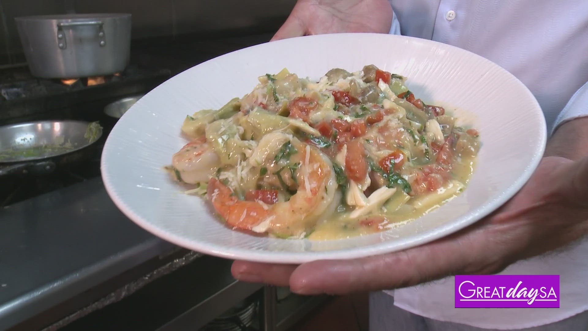 Clarke visits Aldo's Ristorante Italiano to help make a delicious seafood pasta dish.