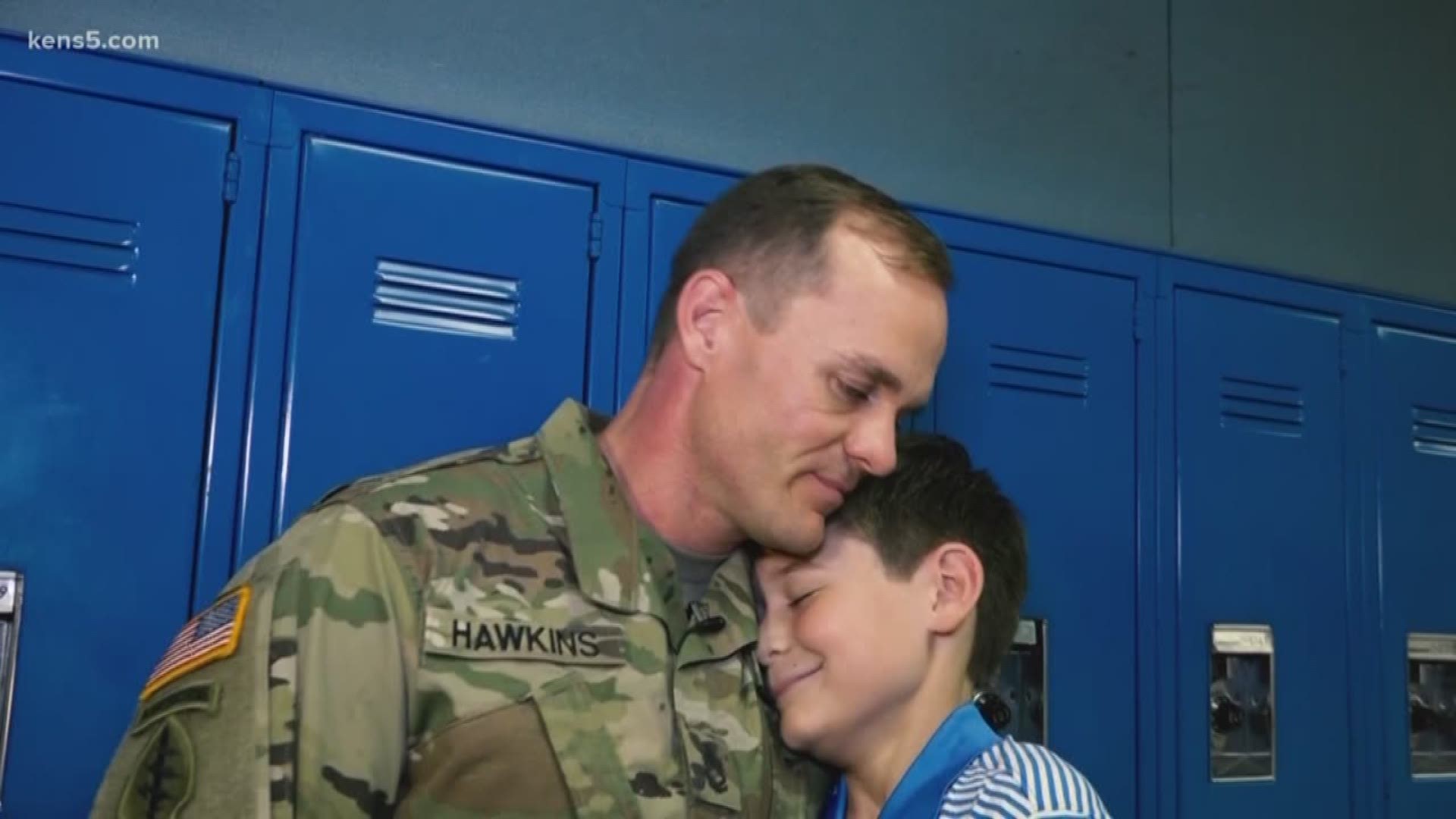 It was an emotional day for Sgt. Shan Hawkins, as the Army medic surprised his son at a San Antonio school after a six-month deployment in Iraq.