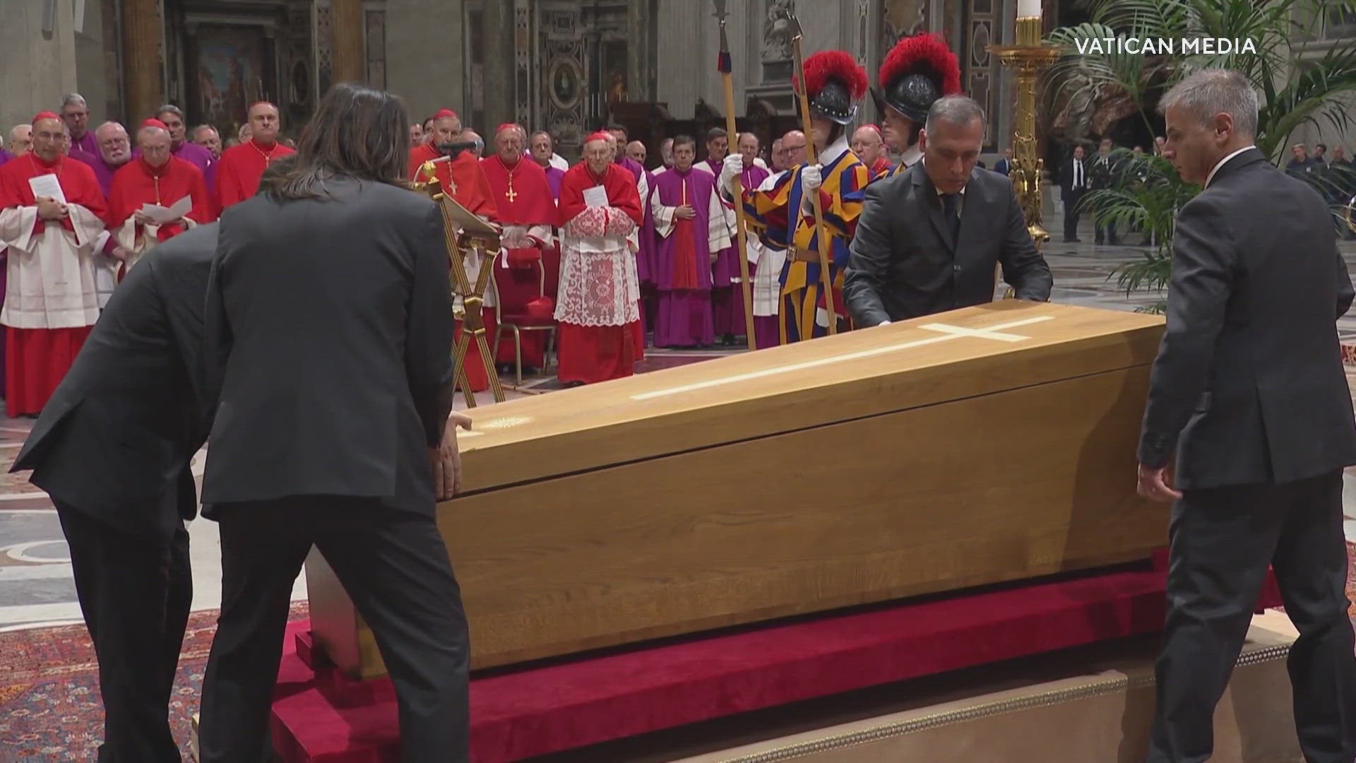 Leaders from around the world will sit among the faithful in the outdoor pews.