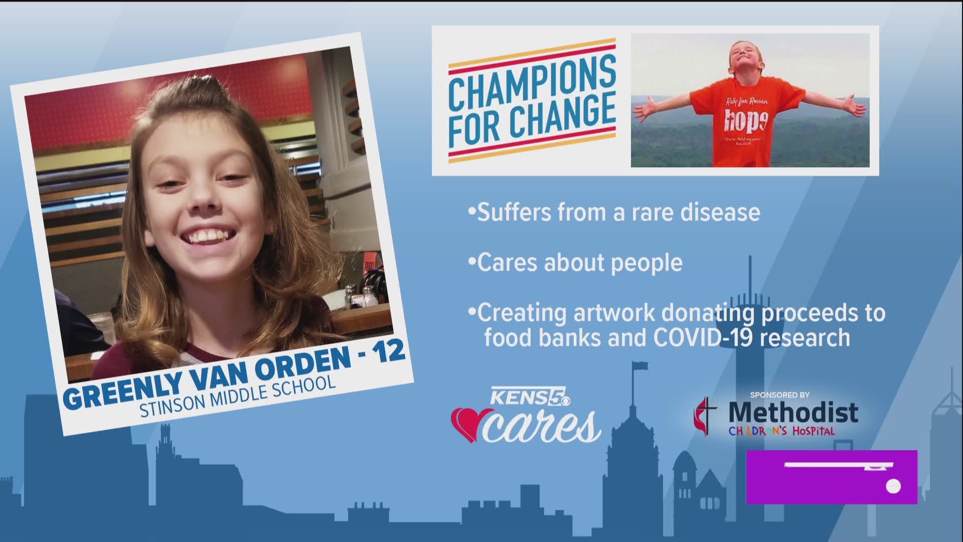 Our Champion for Change Greenly Van Orden suffers from a rare disease that limits her ability to write. But she is a fighter and doesn't let it hold her back.