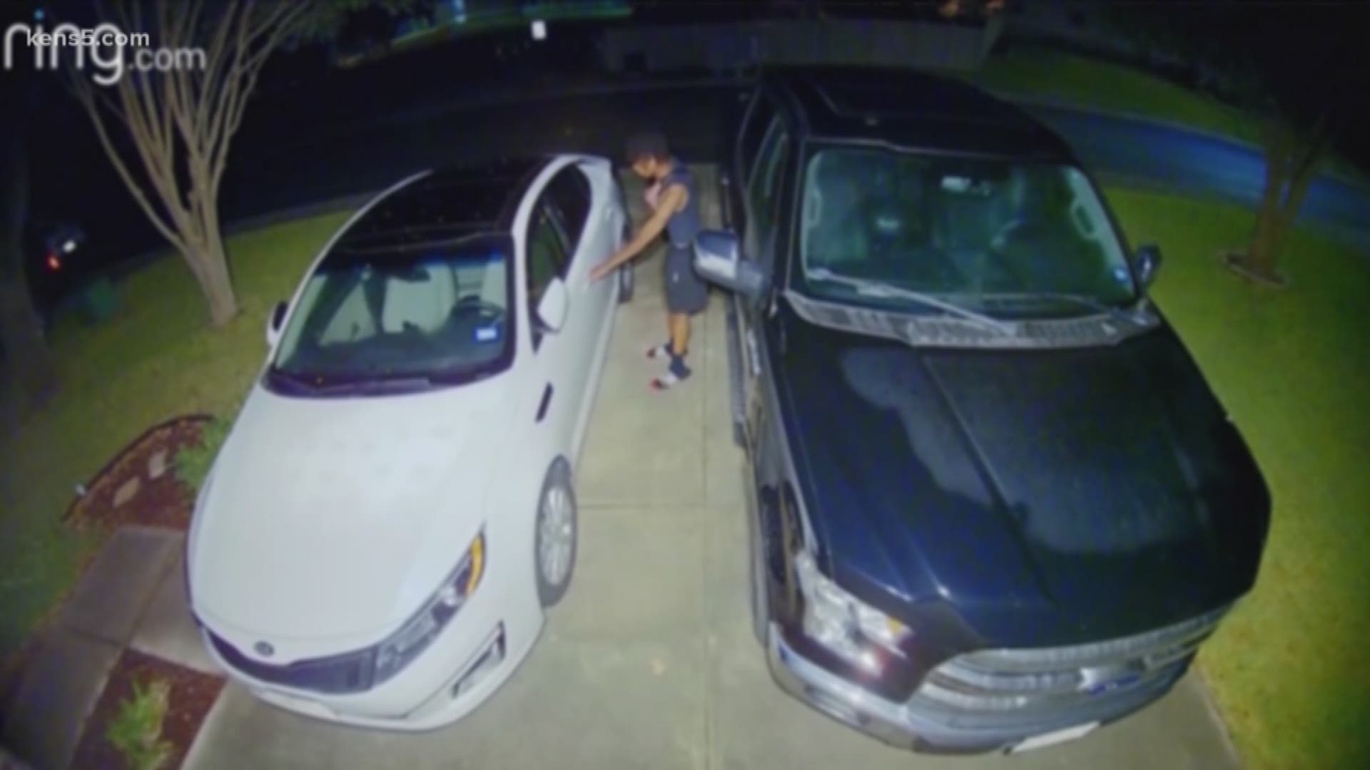 Surveillance videos in the Magnolia Heights neighborhood show a suspect lurking with a weapon, trying to break into cars.