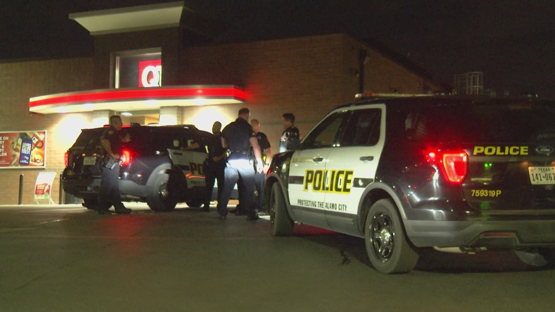 The officer has road rash and a bruised knee from being dragged about 30 yards behind the car.