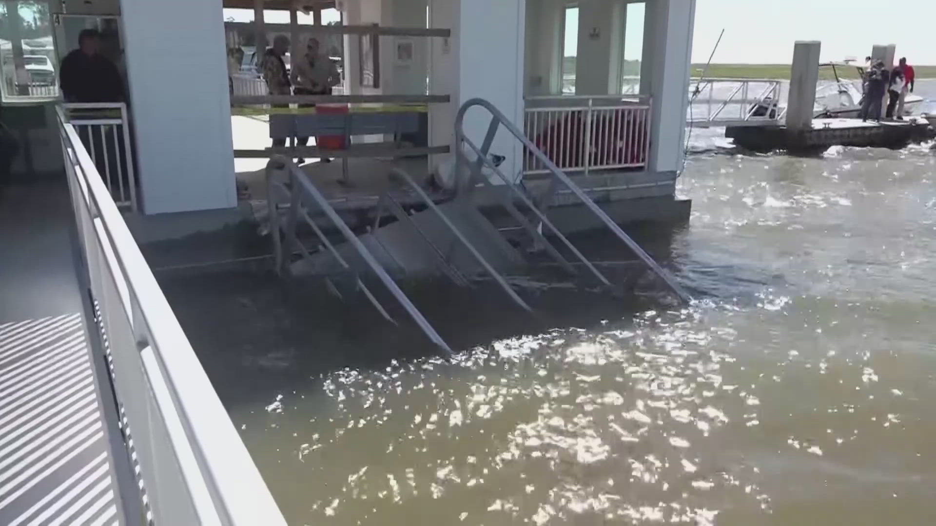 Investigators are looking into what officials said was a catastrophic structural failure at a ferry dock on Sapelo Island.