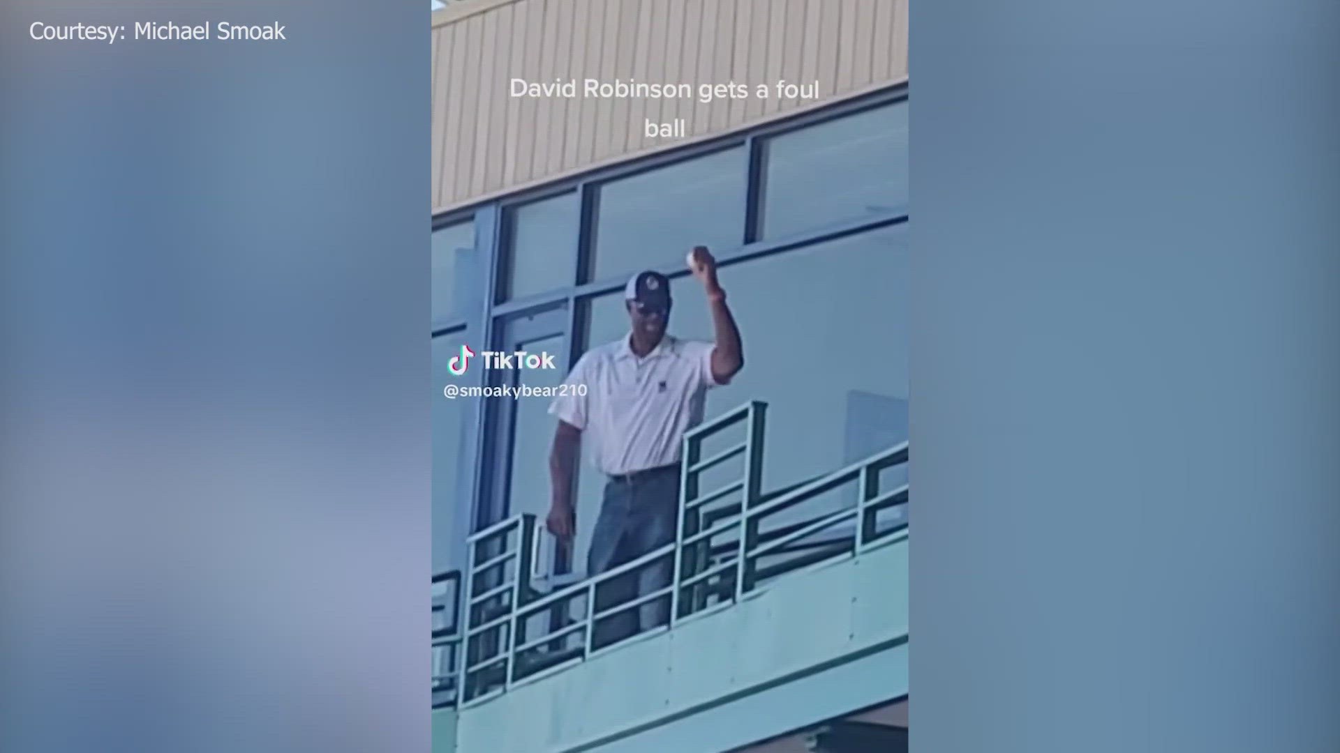 The Spurs legend is part owner of the minor league baseball team, and a viewer sent in video of the seven-footer grabbing a souvenir at Sunday's game.