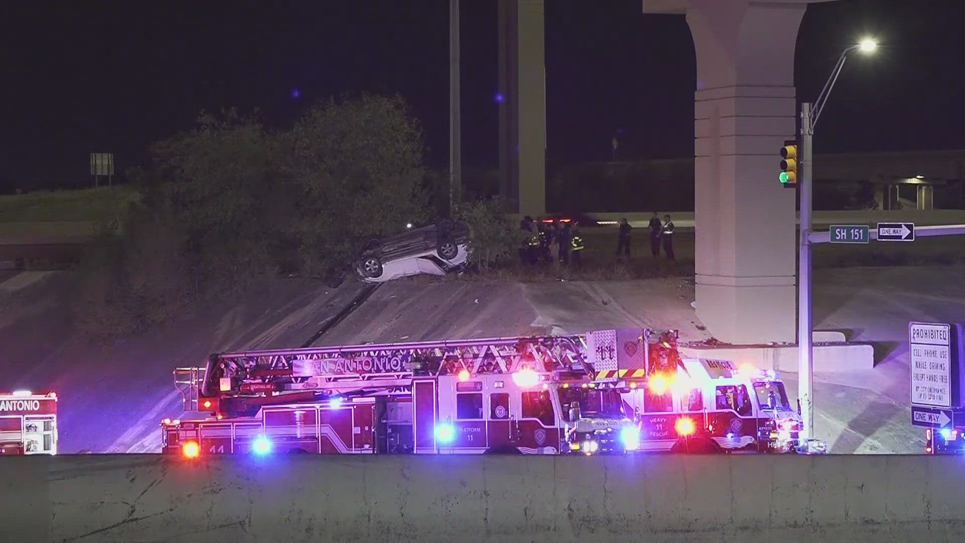 Police say one person was pronounced dead on the scene after rolling over onto an embankment.