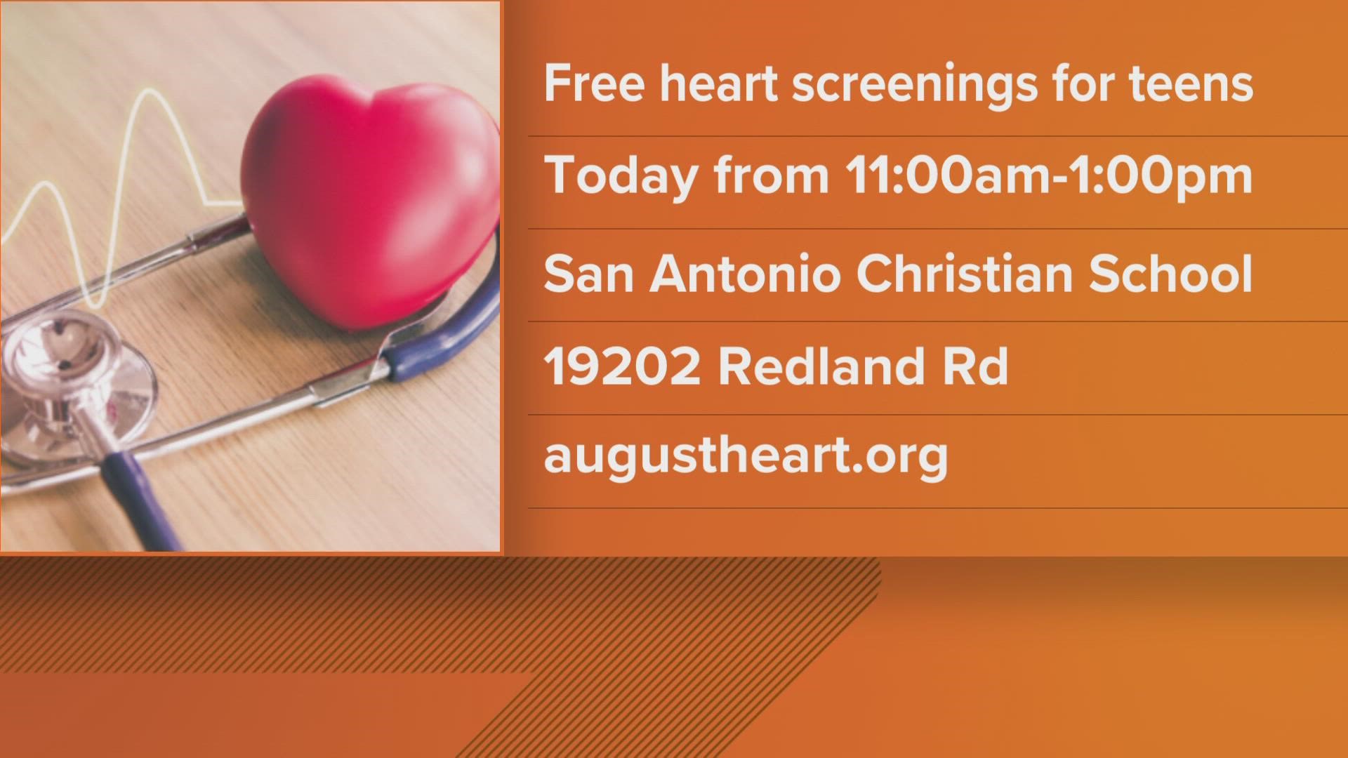 The heart screening will be taking place from 11 a.m. - 1 p.m.