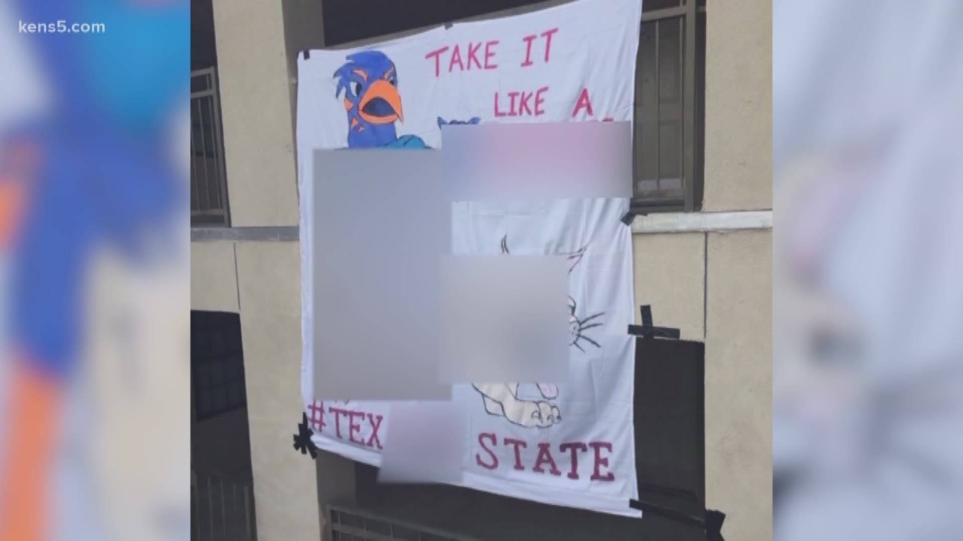UTSA is apologizing to Texas State after students put up banners referencing sexual assault ahead of the teams' football game on Saturday.