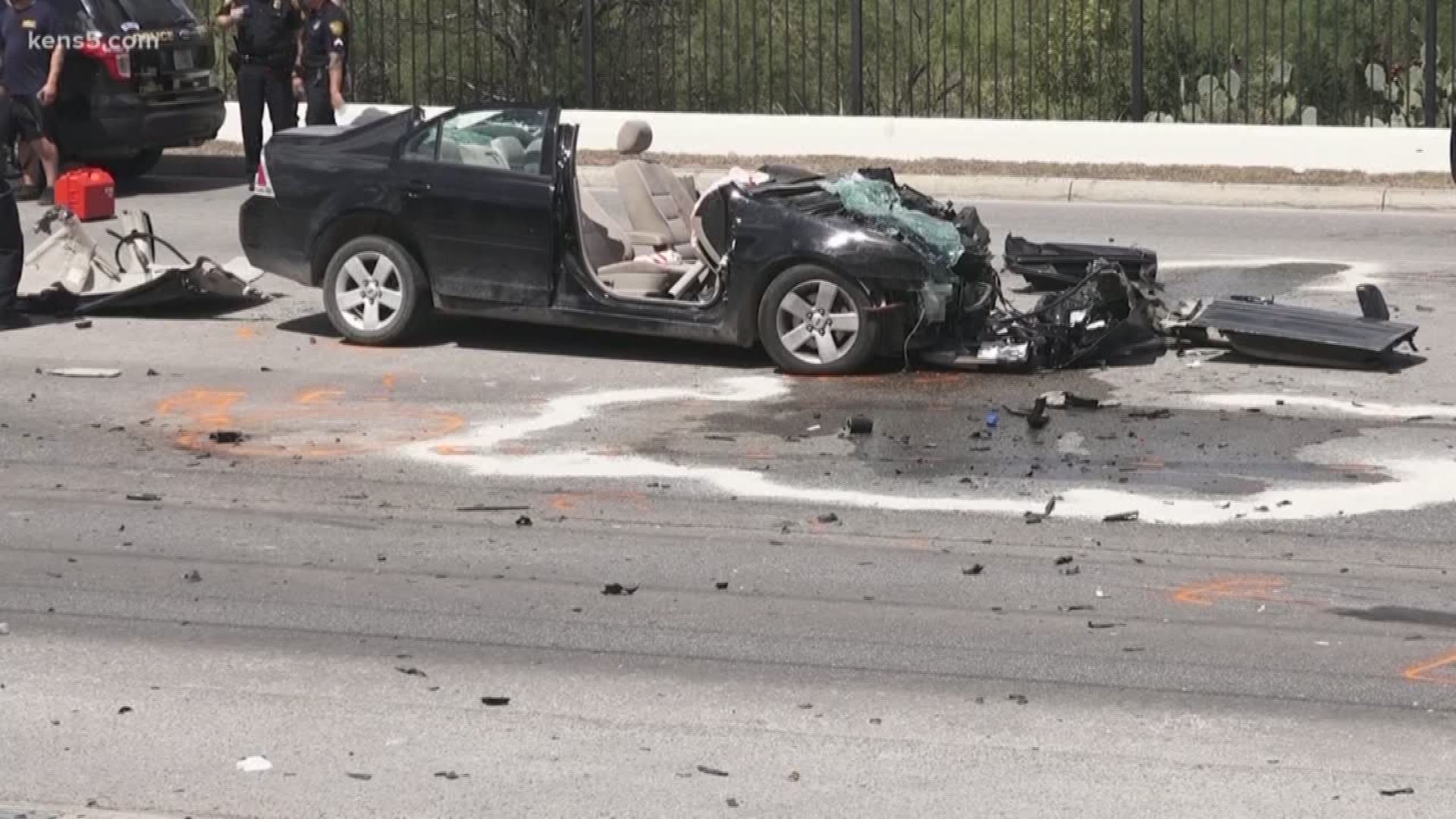 Four people were transported to the hospital following an accident between a car and an 18-wheeler on the northeast side Saturday afternoon.