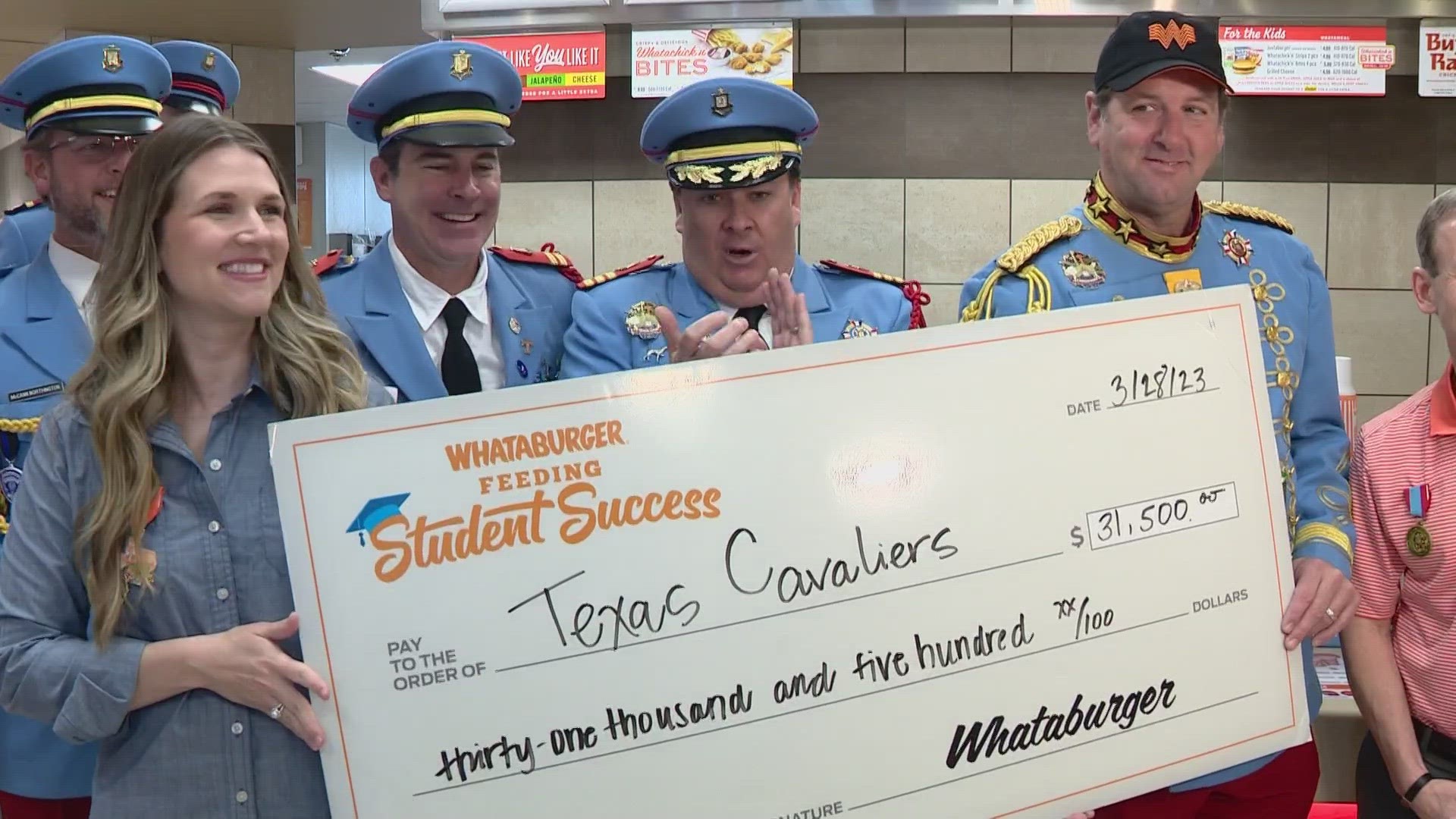 Whataburger donated $31,500 to the Texas Cavaliers for 1,500 river parade tickets for local military heroes and Wounded Warriors.
