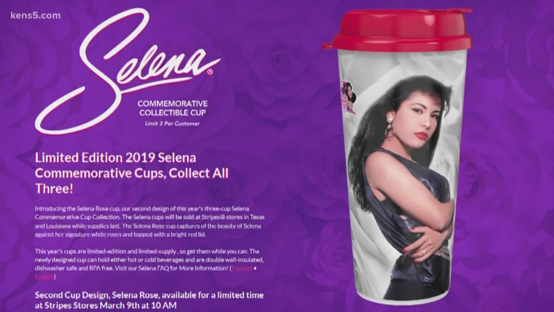 Attention Selena fans! The limited edition 2019 Selena Commemorative Cups go on sale at 10 a.m.