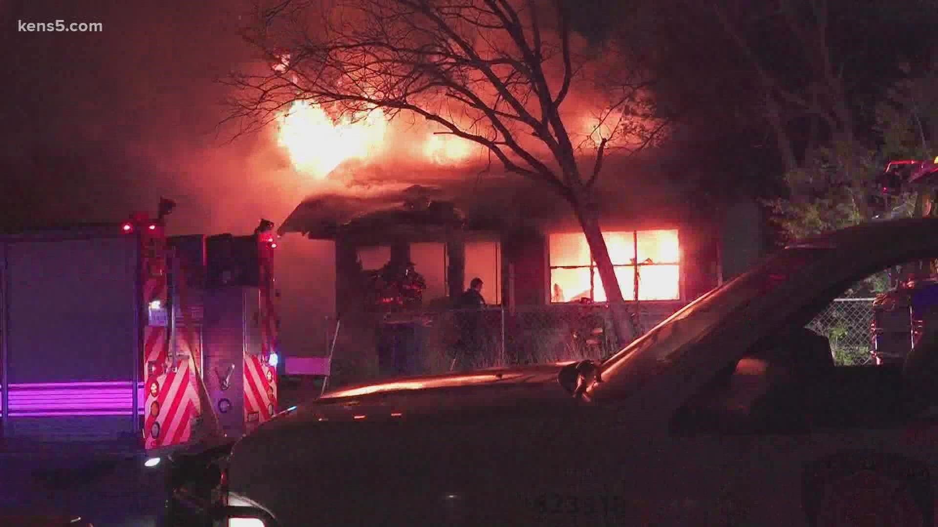 The San Antonio Fire Department said the abandoned home was fully engulfed in flames when crews arrived around 3:30 a.m.