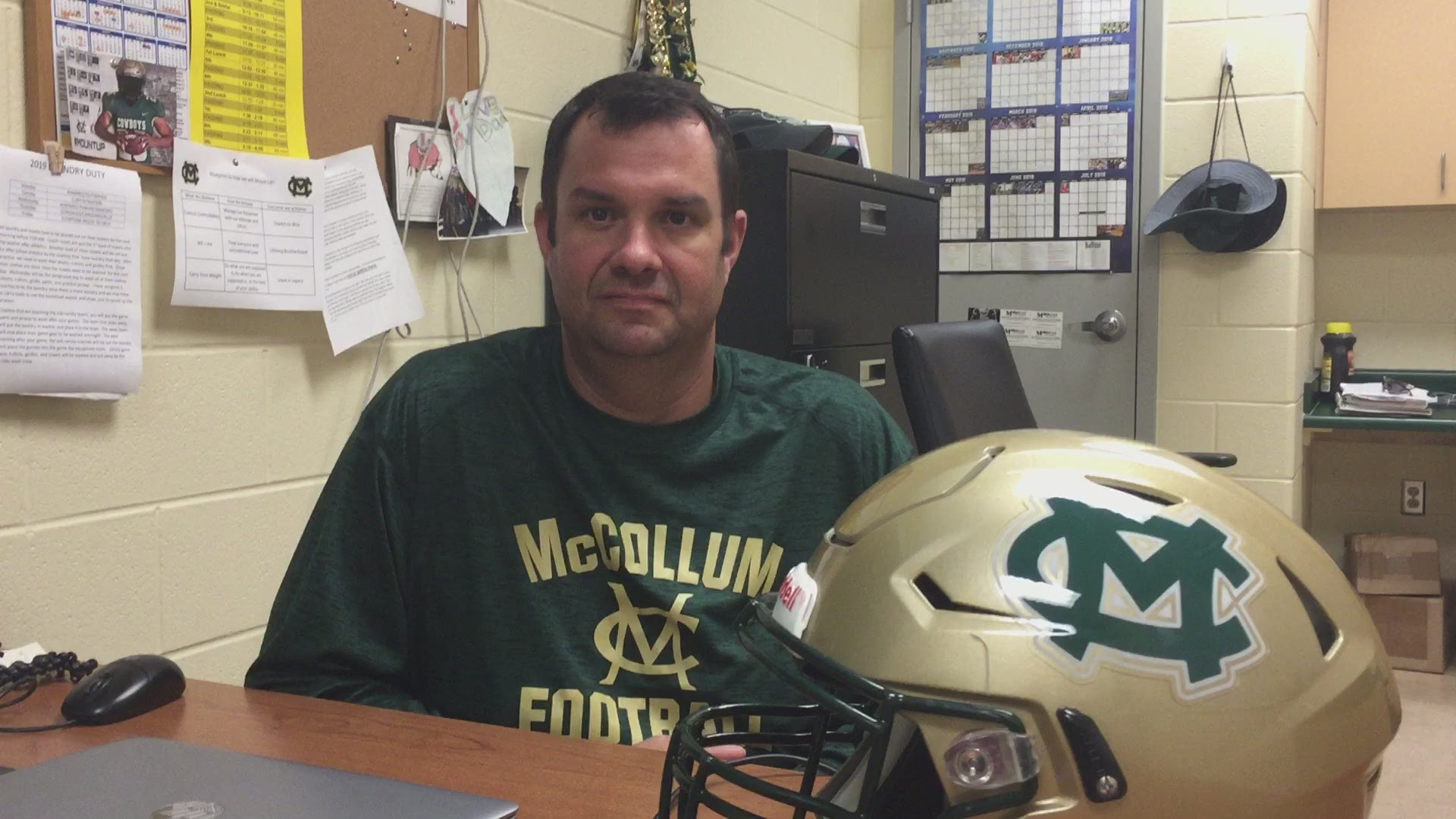 McCollum coach Matt Uzzell on the Cowboys