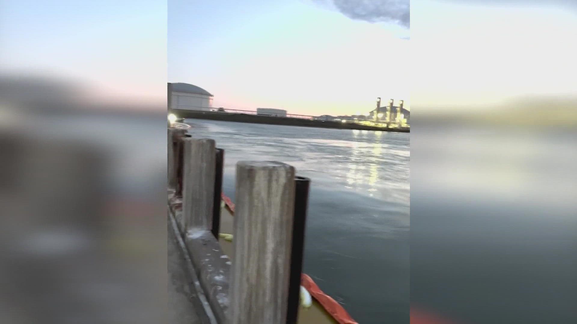 The Coast Guard is working to clean up the oil spill.