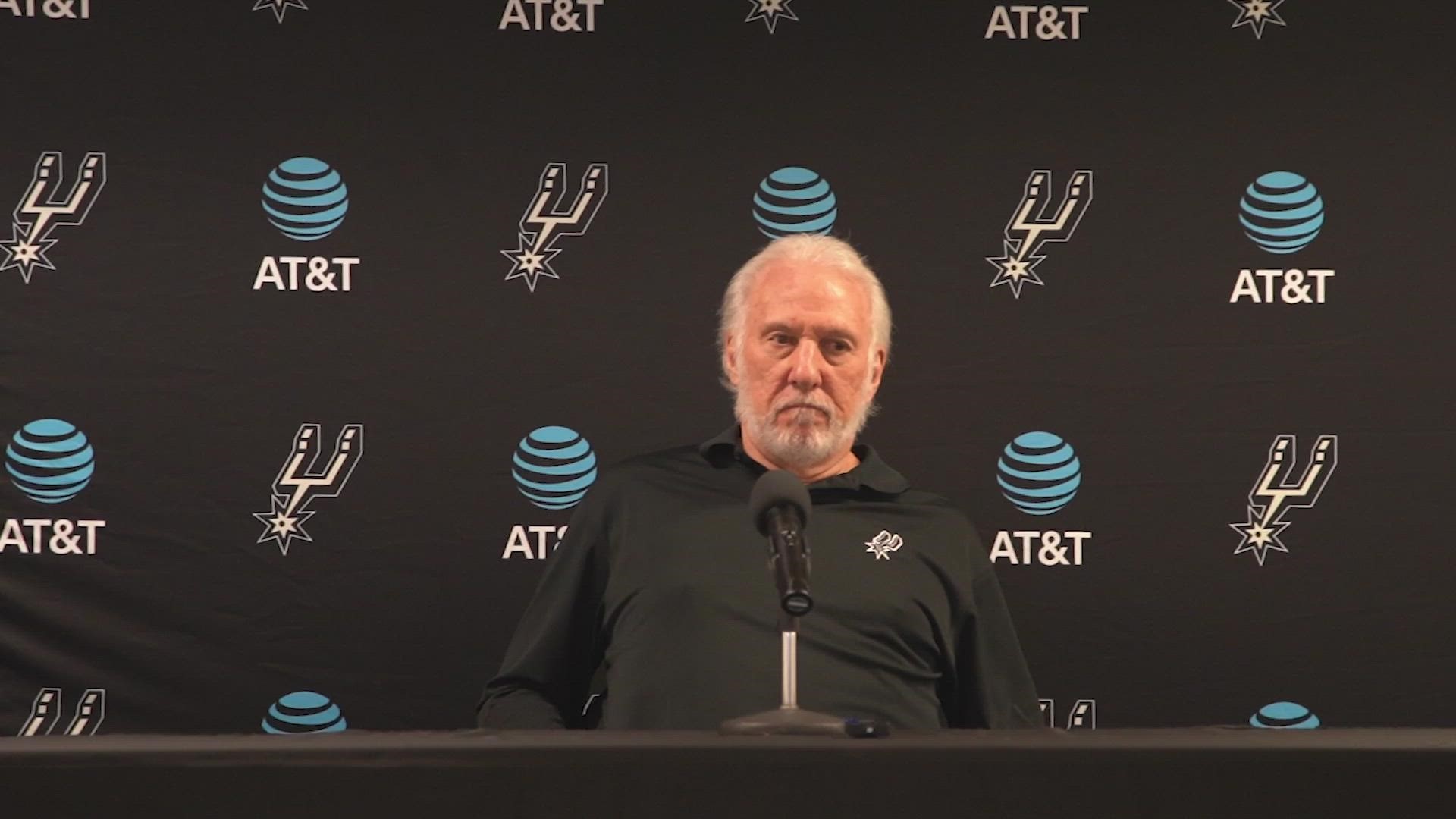 "We played hard, so we’re thrilled with the victory," said Popovich, who had praise for White, Poeltl, Walker, and Primo after the big win.