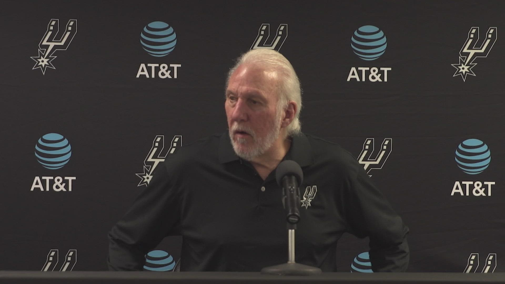 "He's got a lot of talent. He's done a good job. At this point, the sky's the limit for him if he just sticks with it," Pop said of the former Spur.