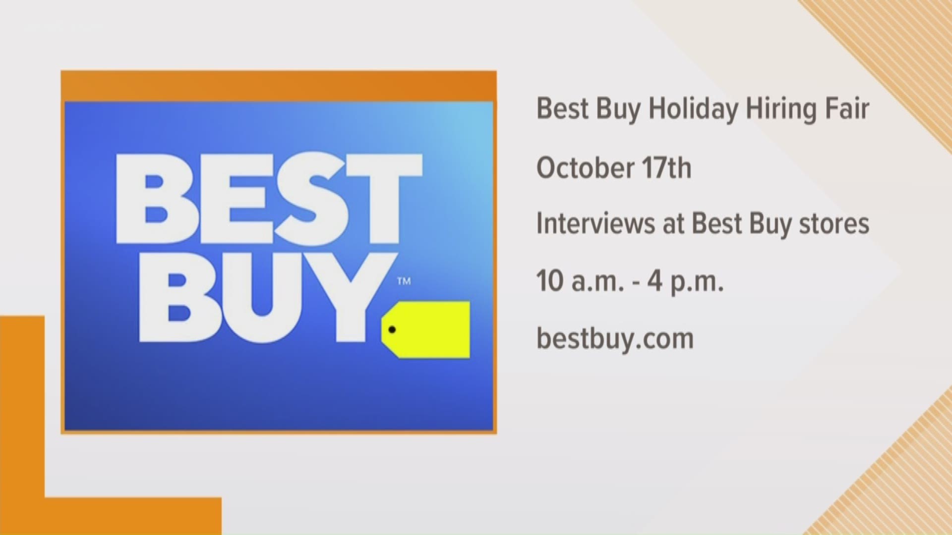 All Best Buy stores will host hiring events with interviews taking place the same day.