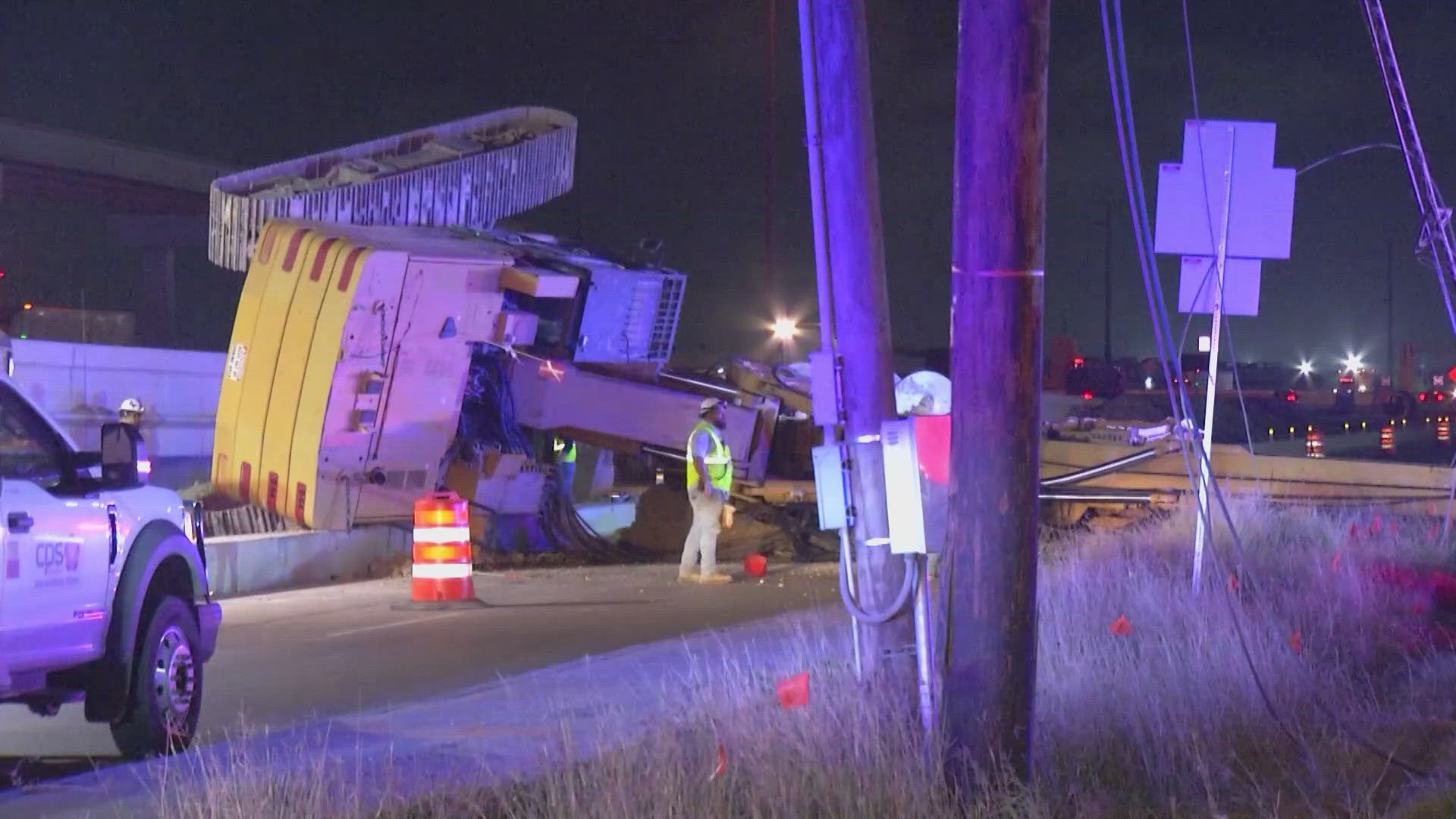 The driver was taken to the hospital with a gash on his head.