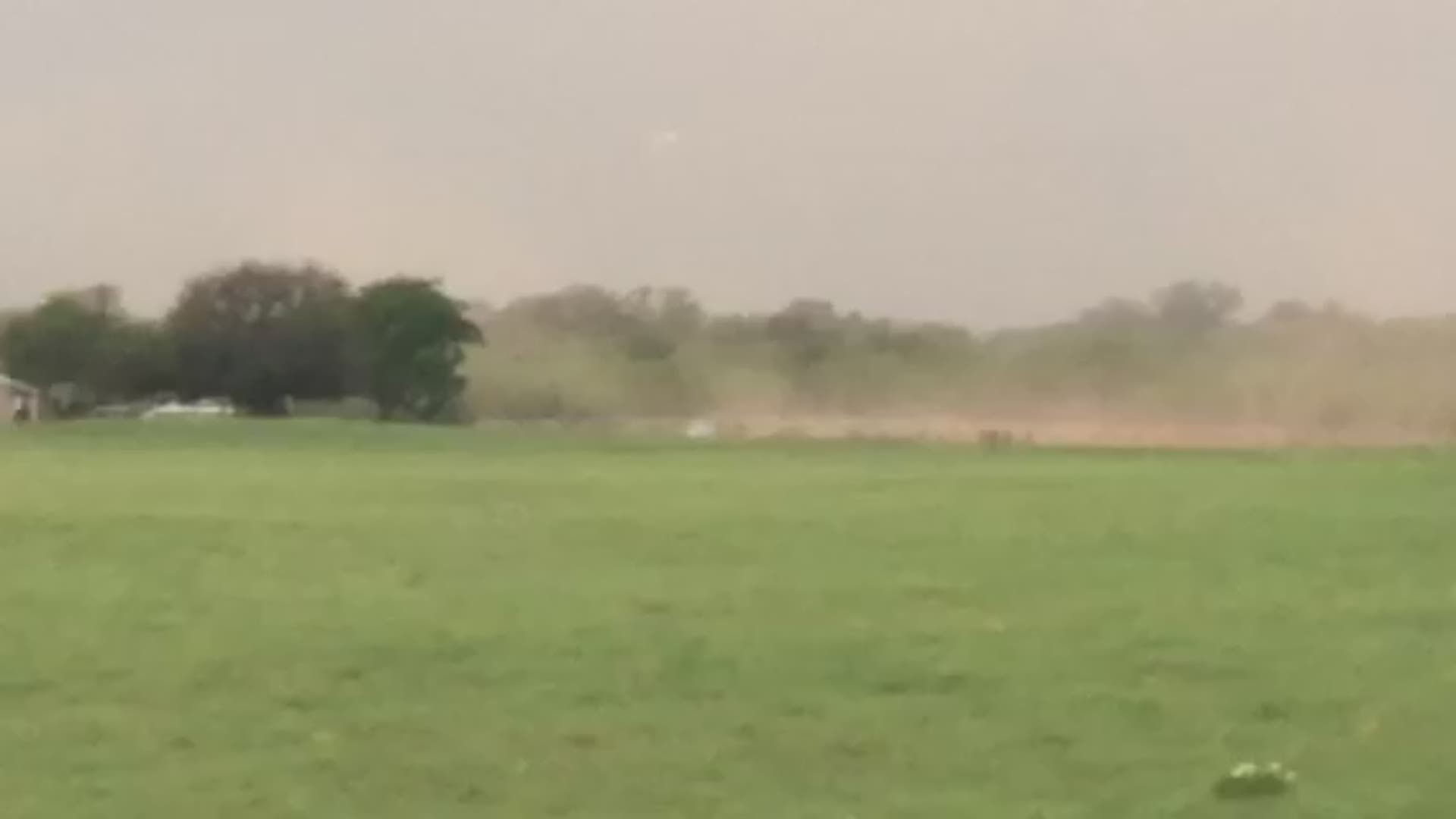 KENS 5 Eyewitness Rock Rayl captured video apparently showing gas vapors leaking about a quarter-mile from an explosion caused by a lightning strike.