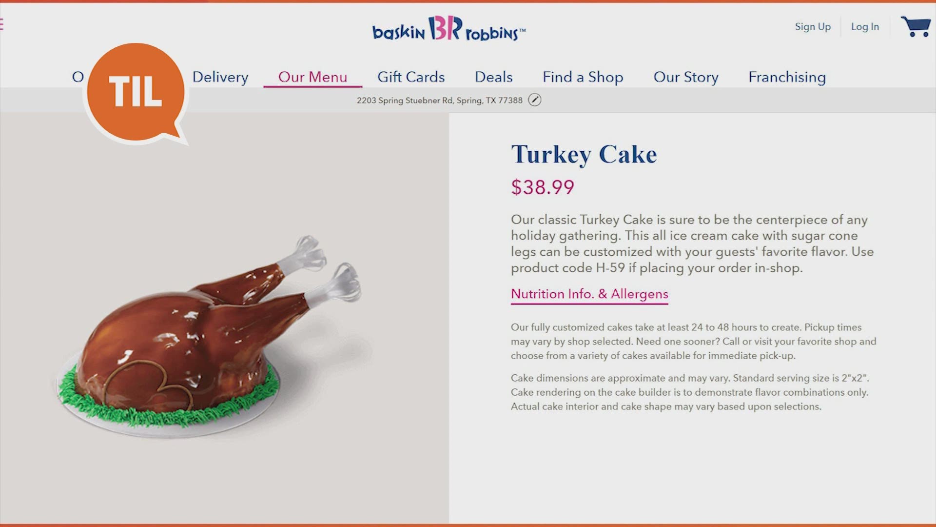 Here's How You Can Get A Baskin-Robbin's Turkey Cake