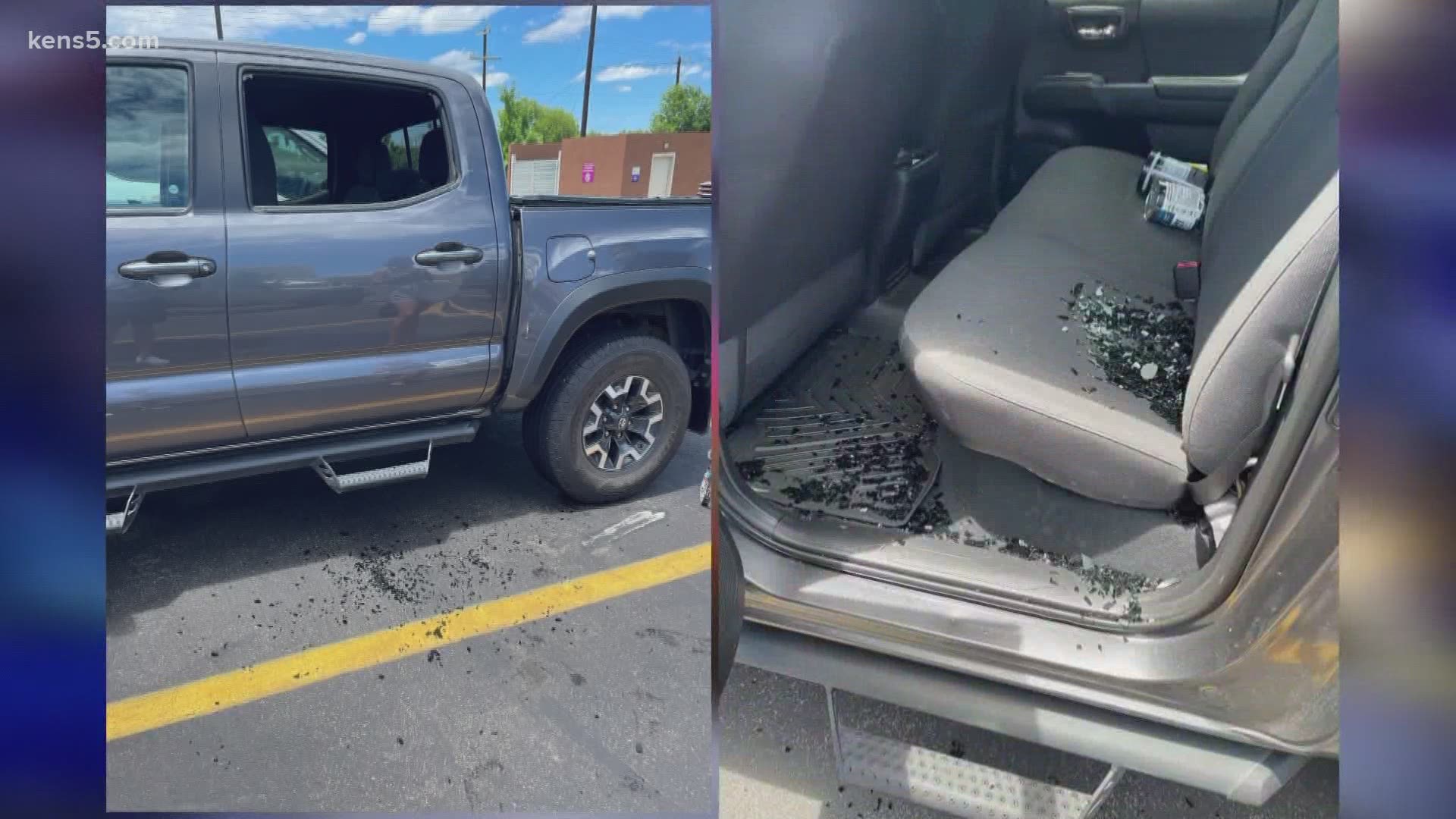 Thieves targeted a hotel to break into cars, and one of the victims is an airman who's training in S.A. The suspects stole all of his gear and trashed his truck.