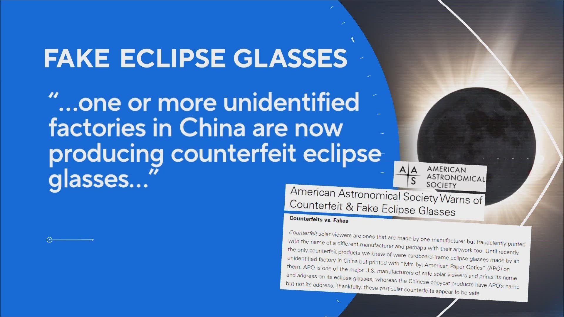 Experts warn against counterfeit solar eclipse glasses being sold ...