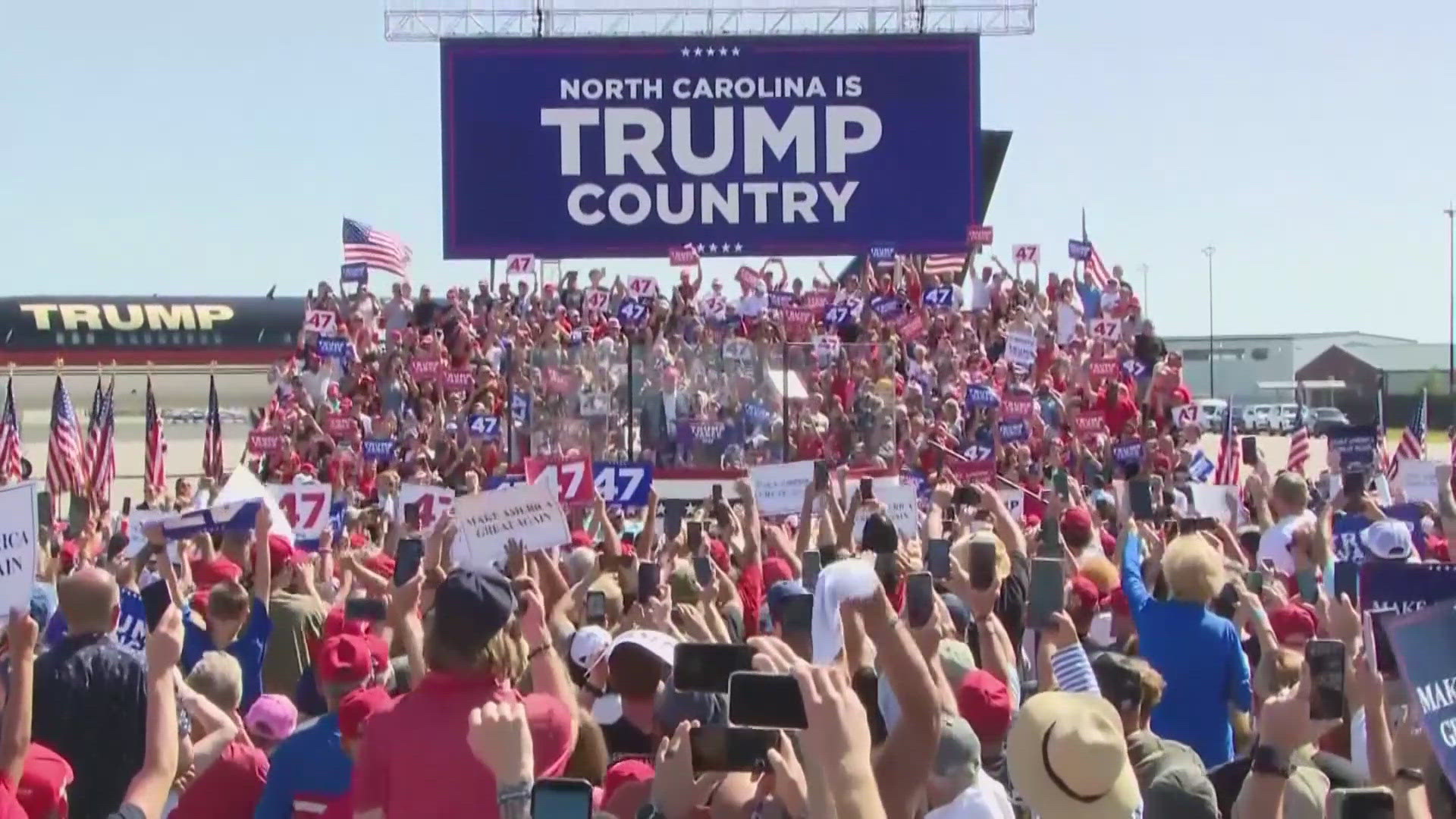 Trump campaigned in North Carolina and the Harris campaign is in New York this weekend.