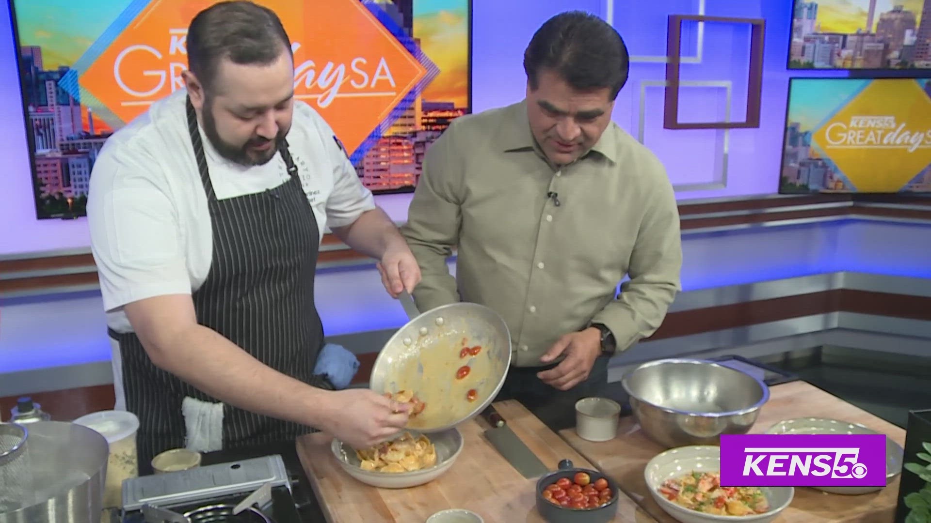 Senior Sous Chef Joseph Martinez from Tributary San Antonio stops by to teach Paul how to create a delicious romantic seafood dish.