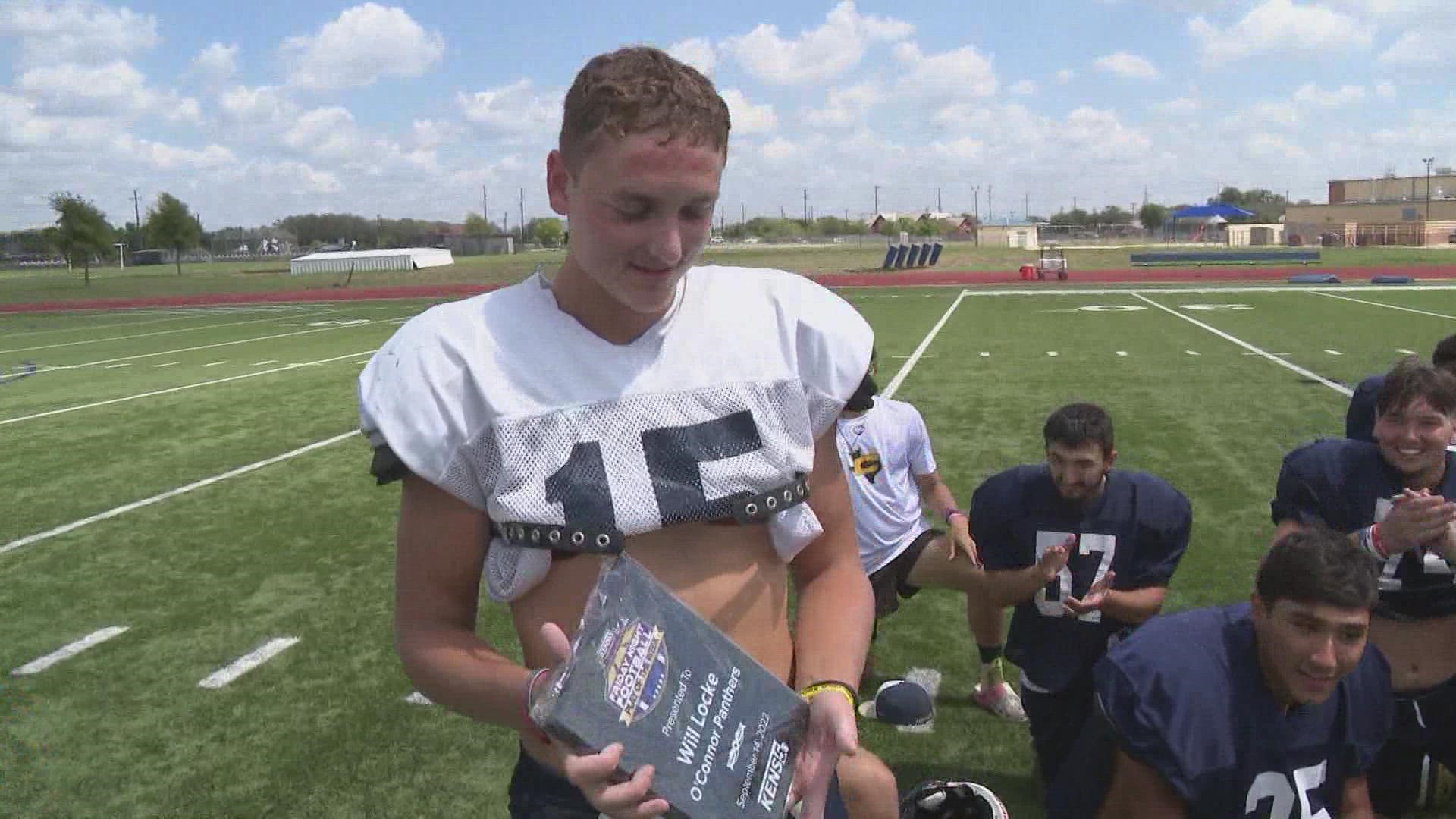 With a Play of the Week award now in hand, Locke says he and his team will continue fighting for a district title.