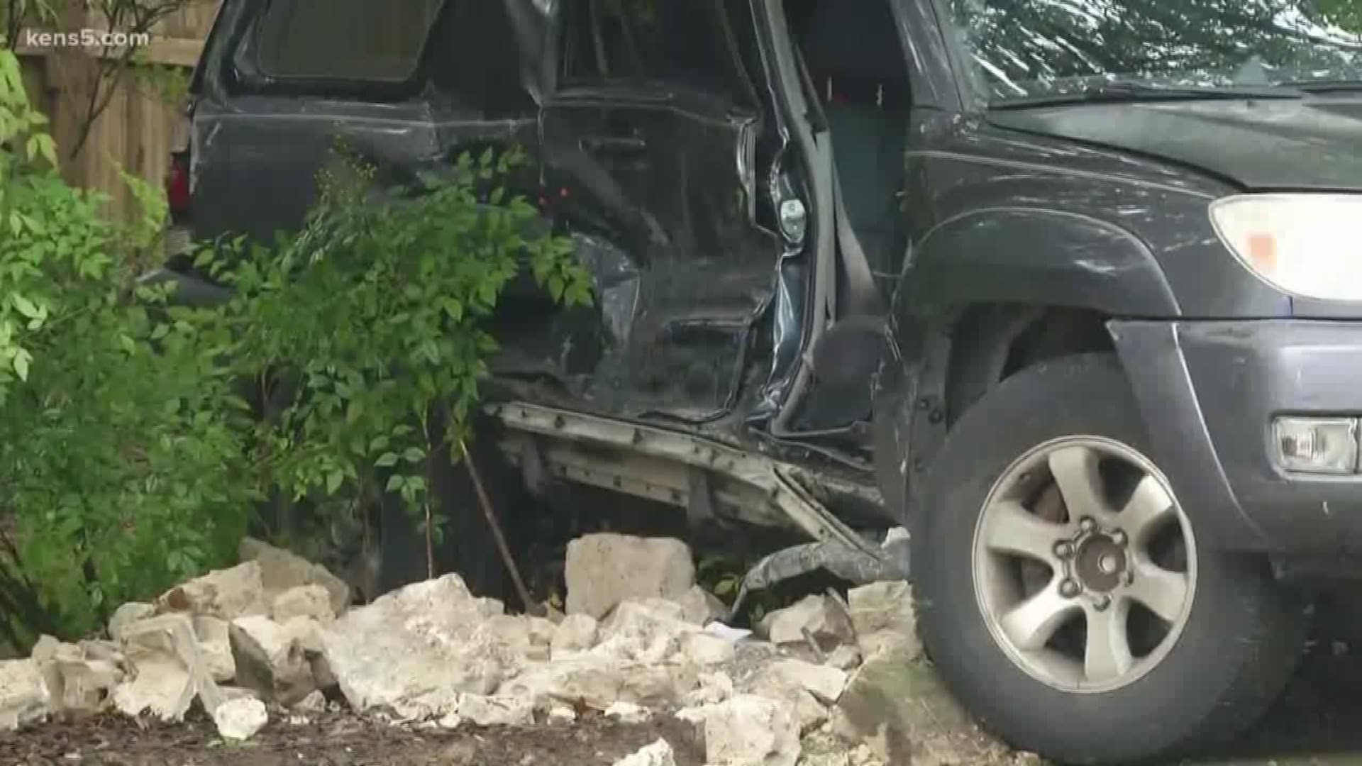 A Jeep crashed into a school bus carrying around 60 students at Larkspur Elementary on Friday and two people have been sent to the hospital, according to NEISD.
