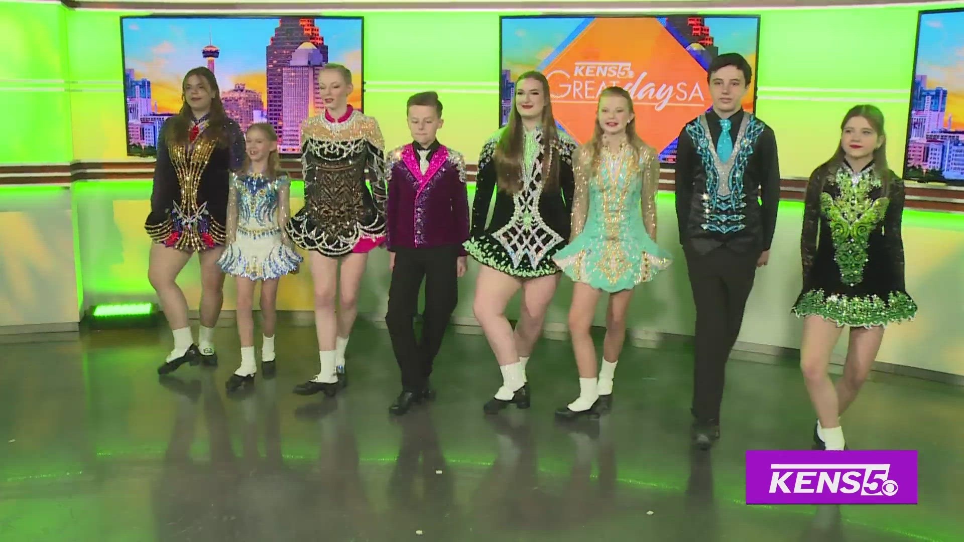 The Inishfree School of Irish Dance performs a traditional dance routine for St. Patrick's Day.