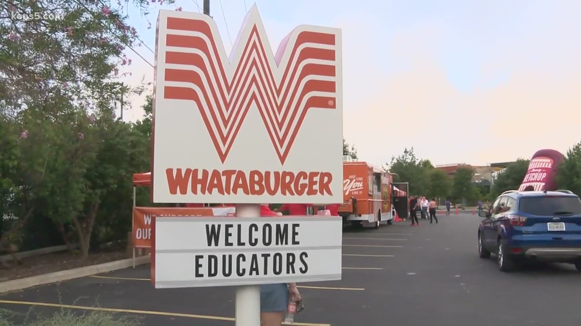 Whataburger unveiled their new food truck on Thursday. The truck was used to feed local teachers and hand out school supplies.