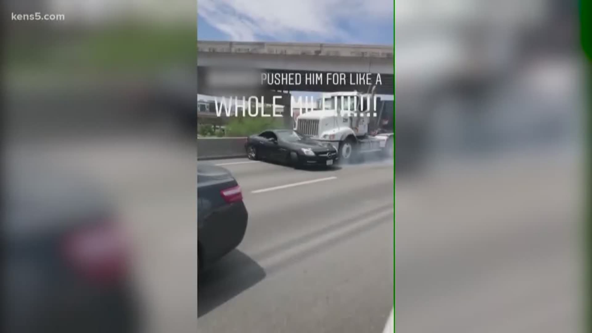 A big rig drags a car along a San Antonio interstate for nearly a mile- all caught on camera.  Eyewitness News reporter Andrea Martinez spoke to the man who caught the whole incident on his phone.