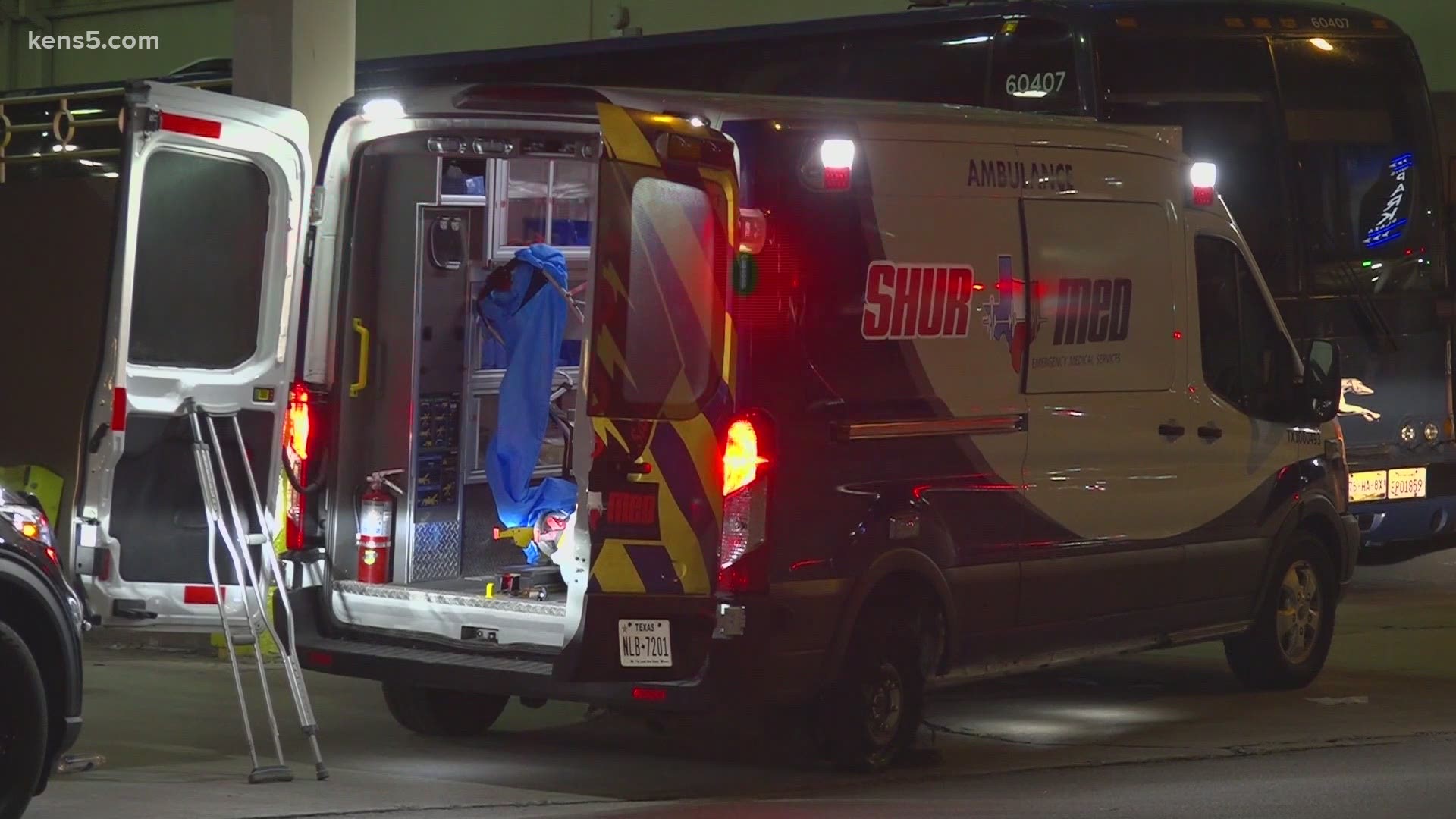 After getting out of the hospital, the suspect got into the ambulance that was outside and unattended and took off.