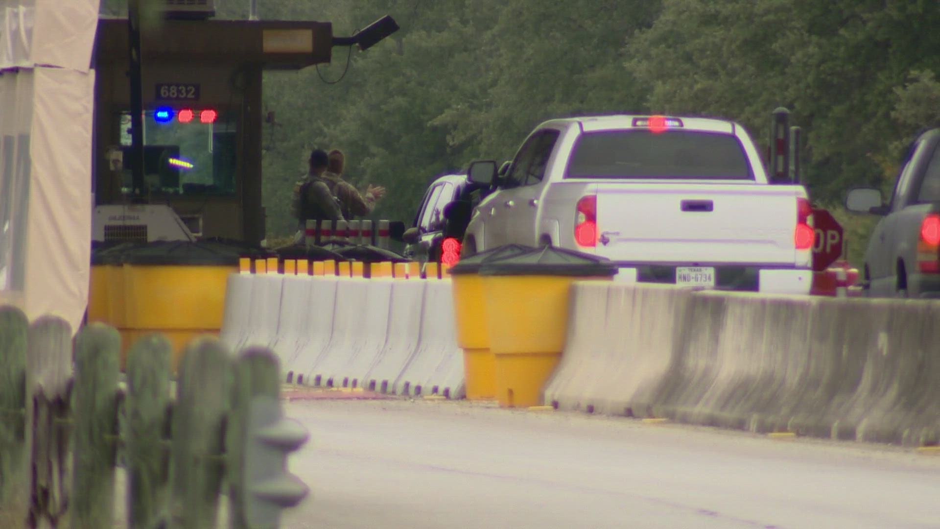 Security personnel responded when a driver did not stop at the base entrance in northwest San Antonio.