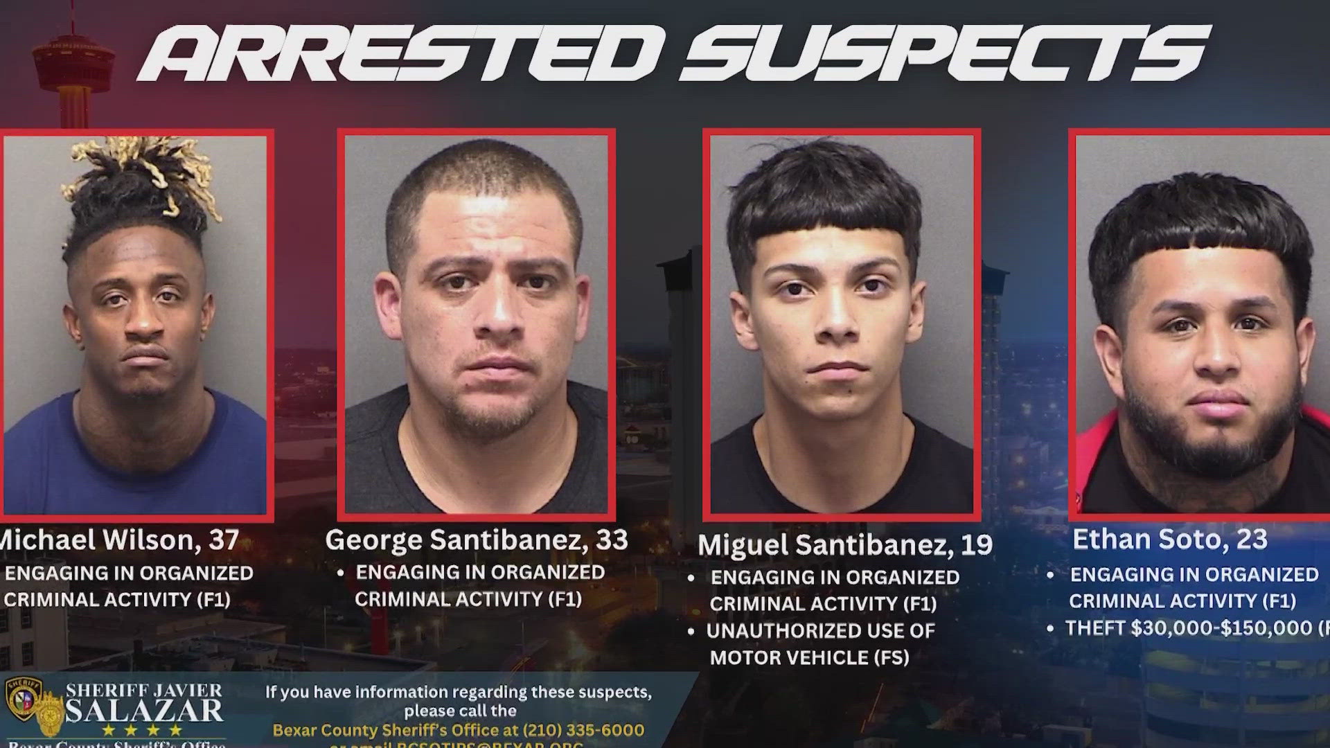 Six men charged for several car thefts across Bexar County