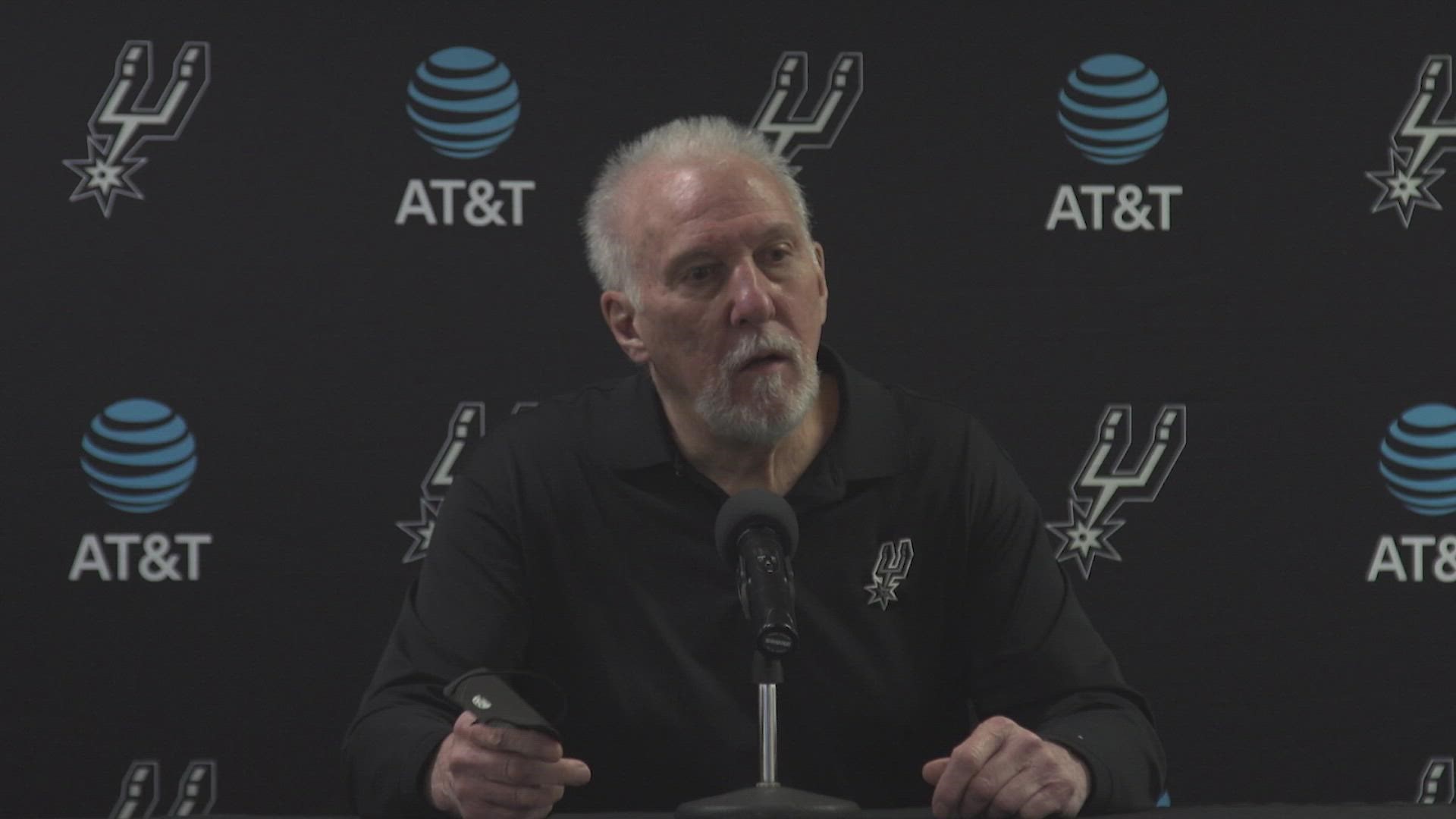 "We haven't gotten to that stage yet, where we have five guys at one time being purposeful," Pop said postgame.
